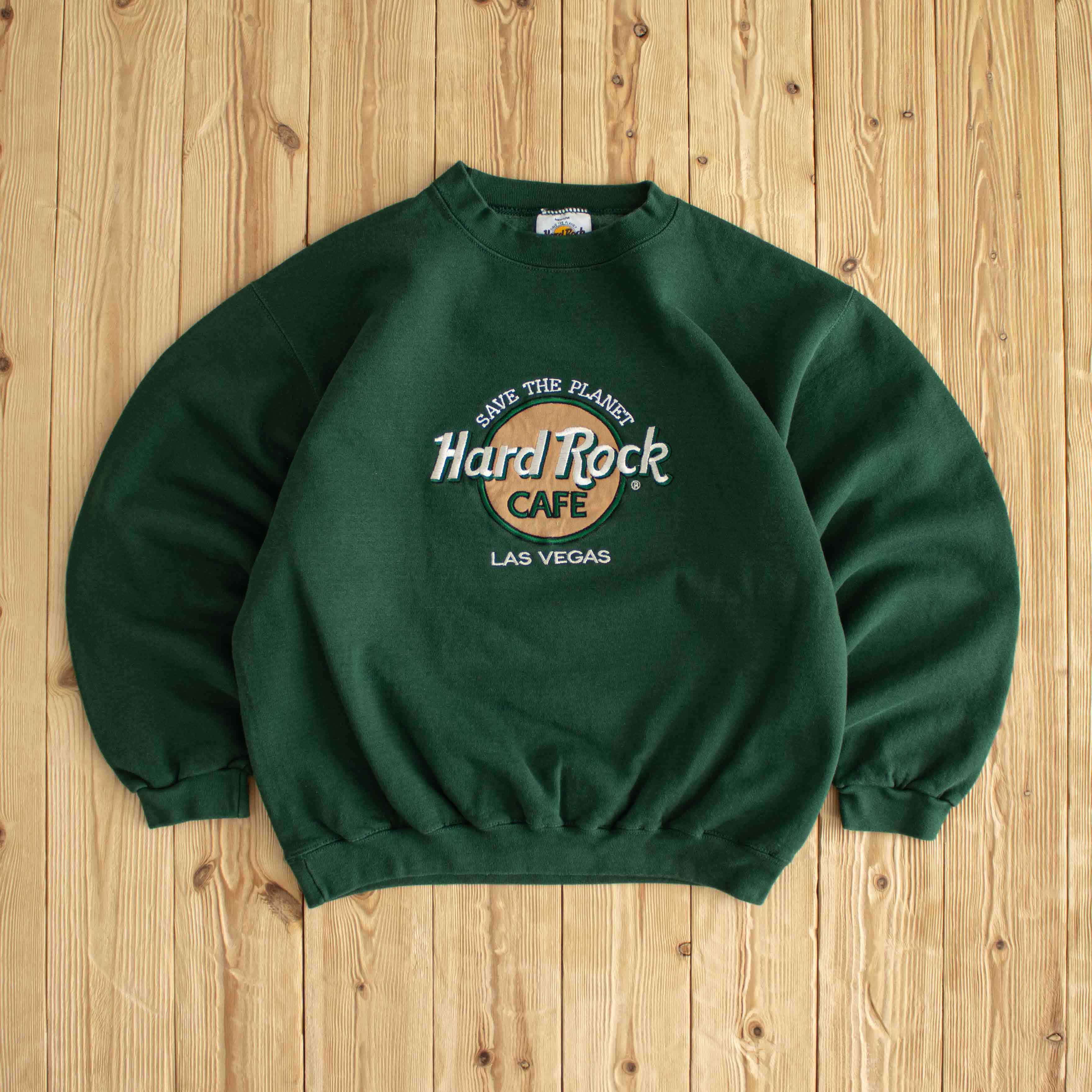 (M) Hard Rock Cafe Las Vegas Vintage Embroidered Sweatshirt Green