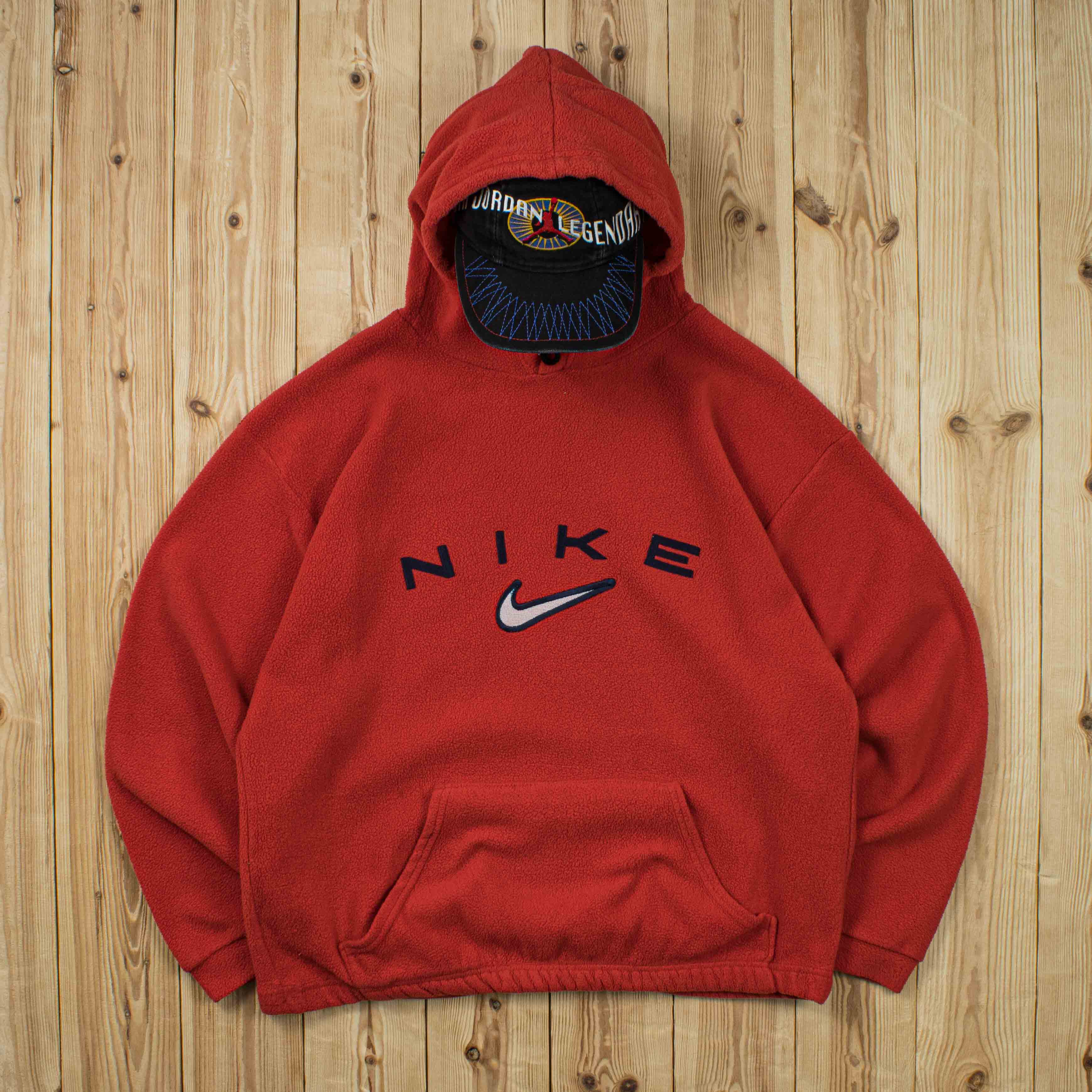 (M) Vintage Nike Spell Out Embroidered Fleece Hoodie