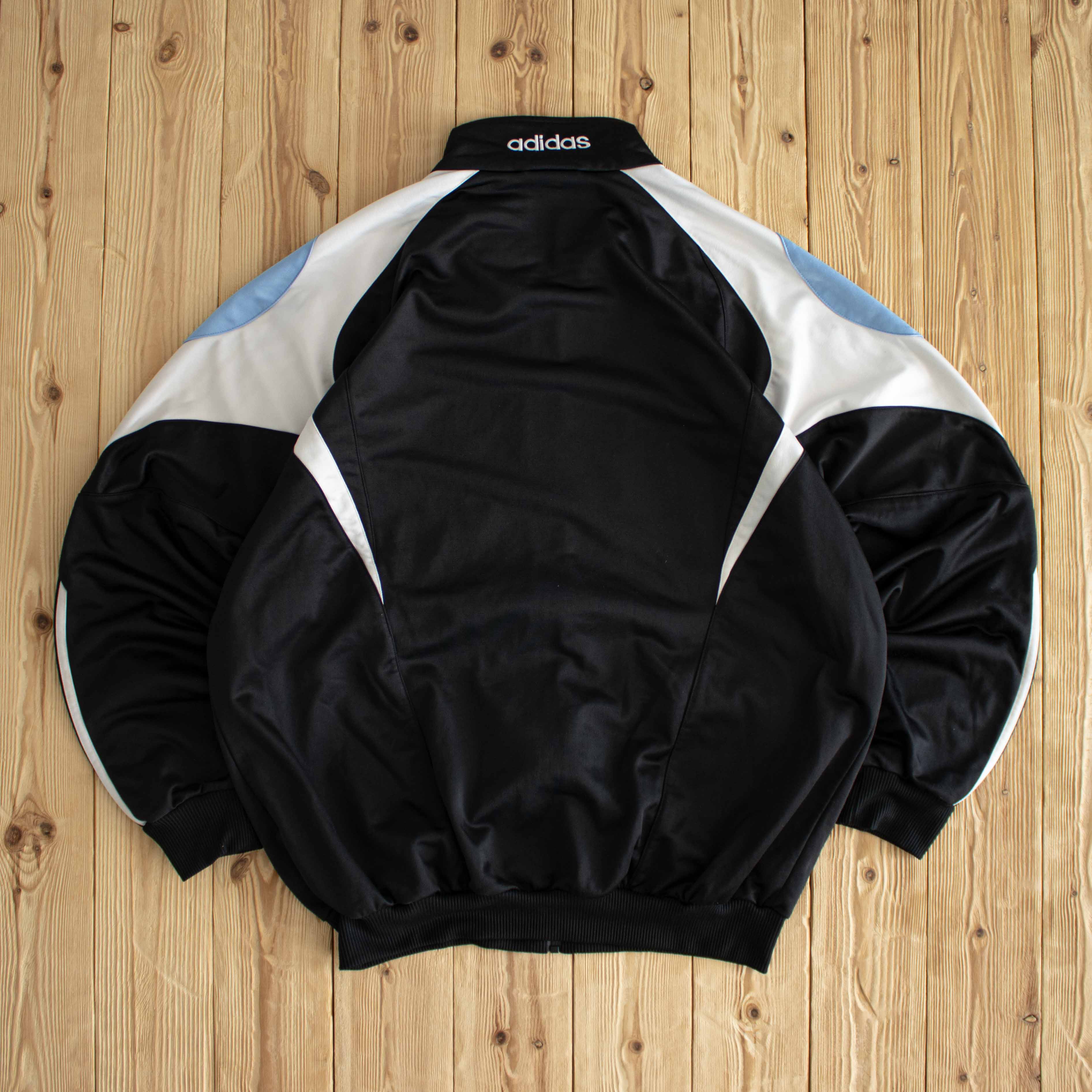 (XL) Adidas Vintage Embroidered Full-Zip Sweatshirt Black