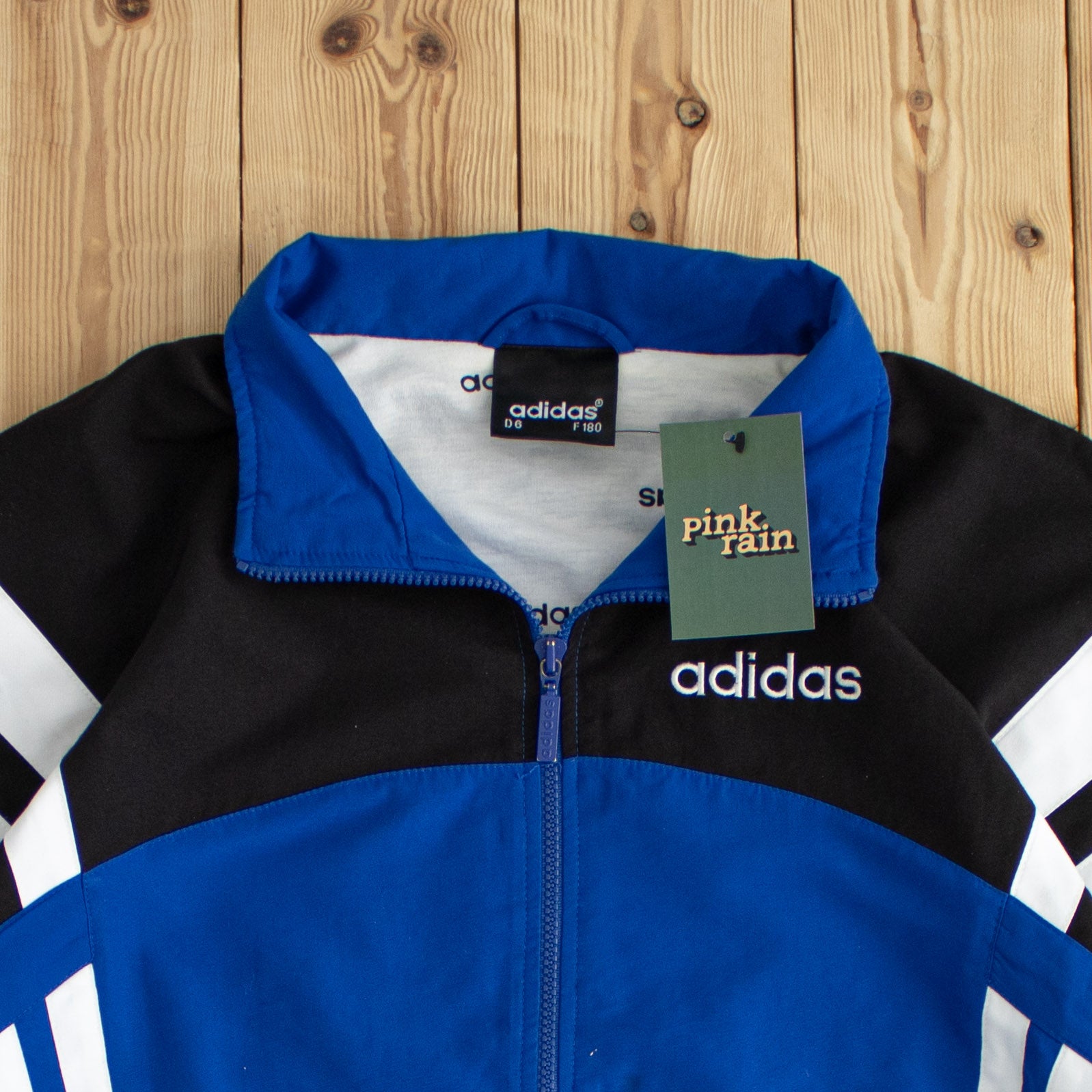 (L) Adidas Vintage Side Striped Embroidered Jacket Blue