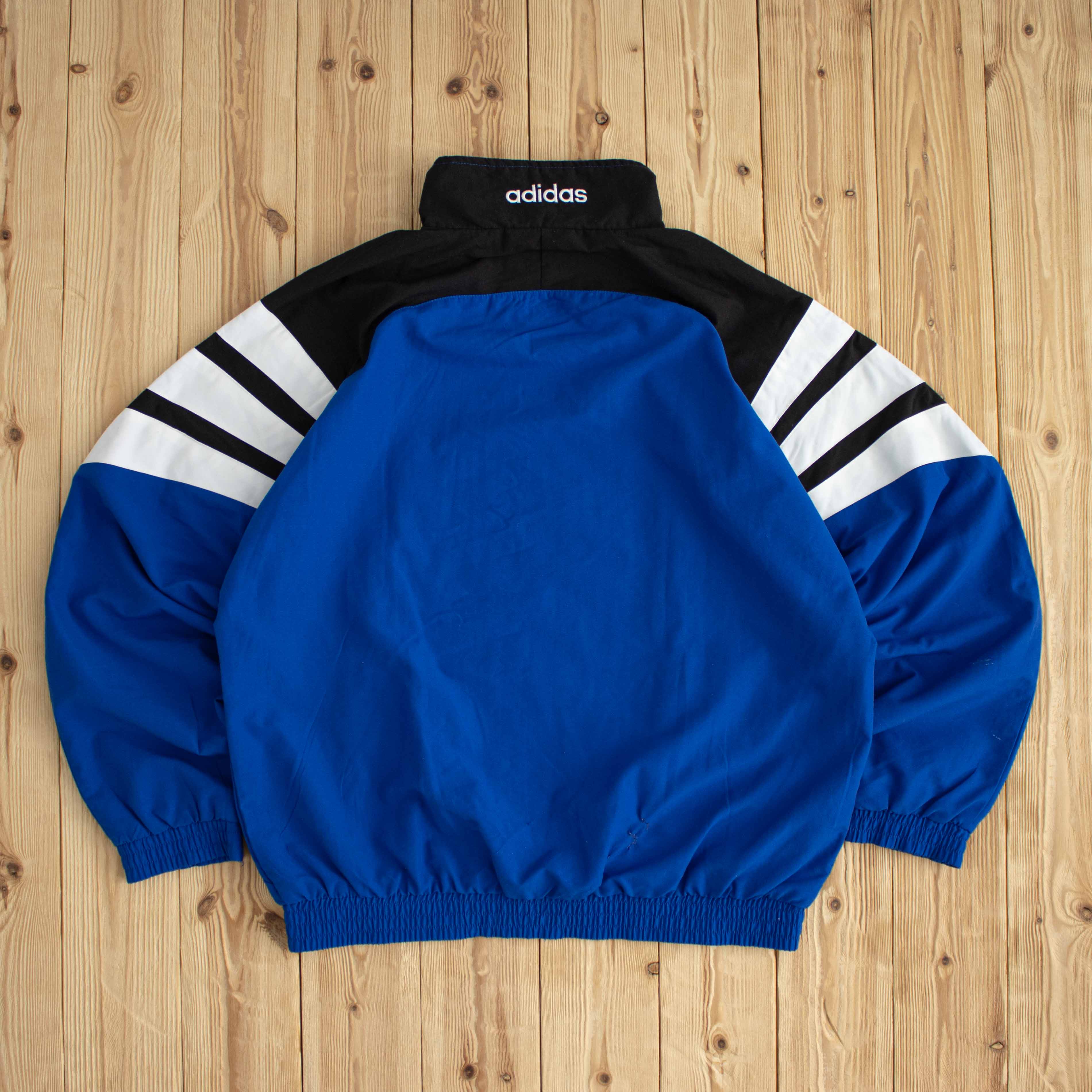 (L) Adidas Vintage Side Striped Embroidered Jacket Blue