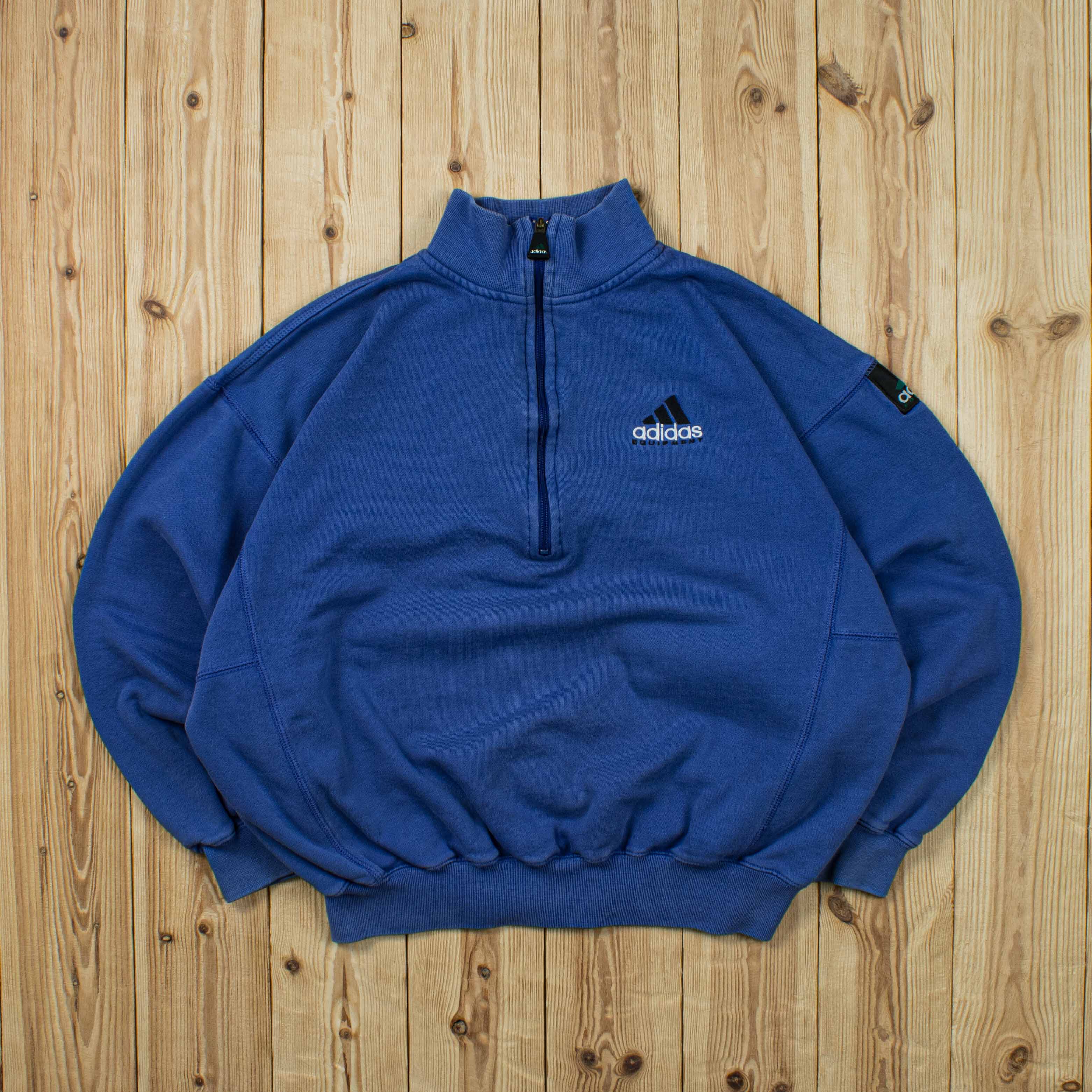 (S/M) Vintage Adidas Equipment Embroidered Quarter-Zip Sweatshirt