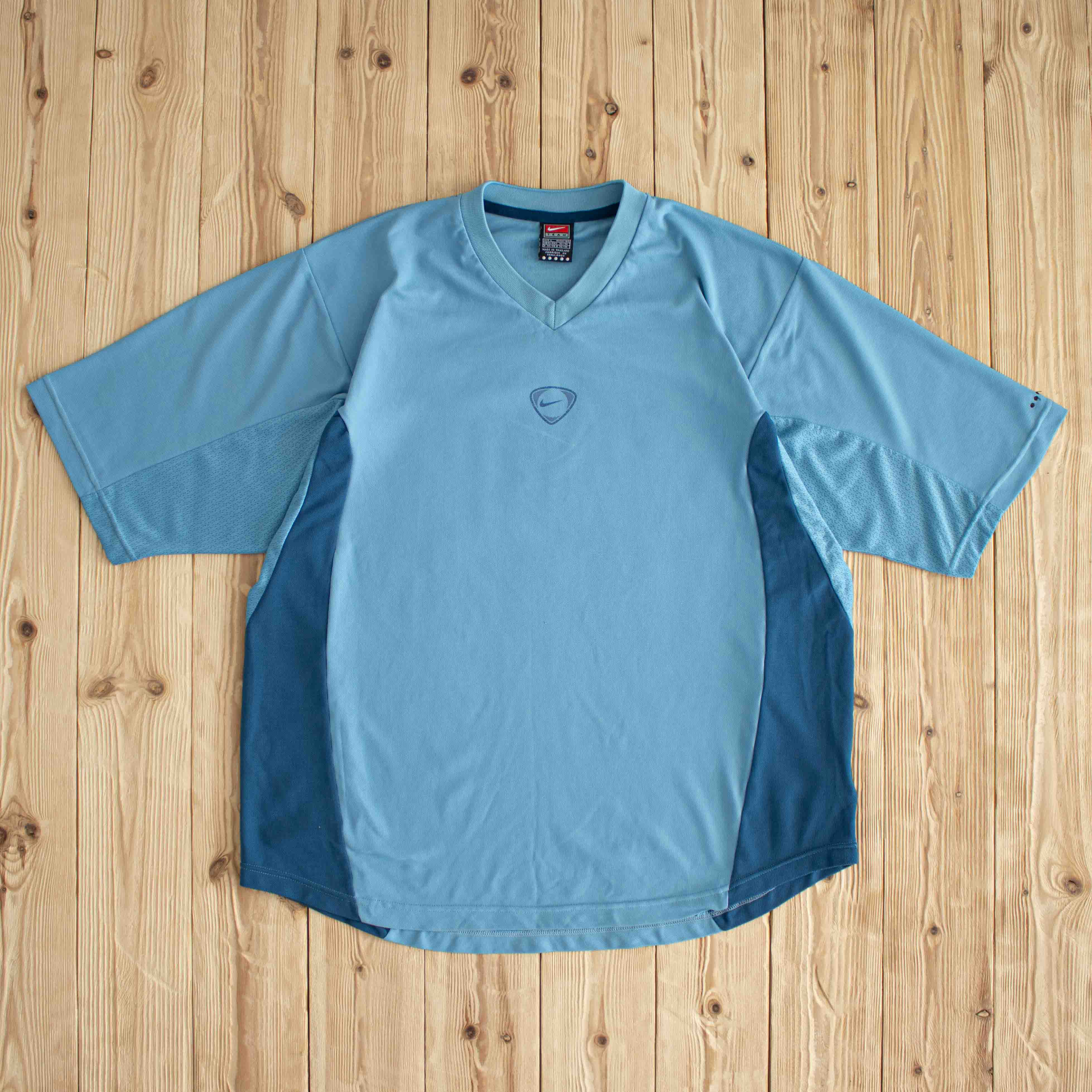 (L/XL) Nike Team Center Swoosh Vintage T-Shirt Blue
