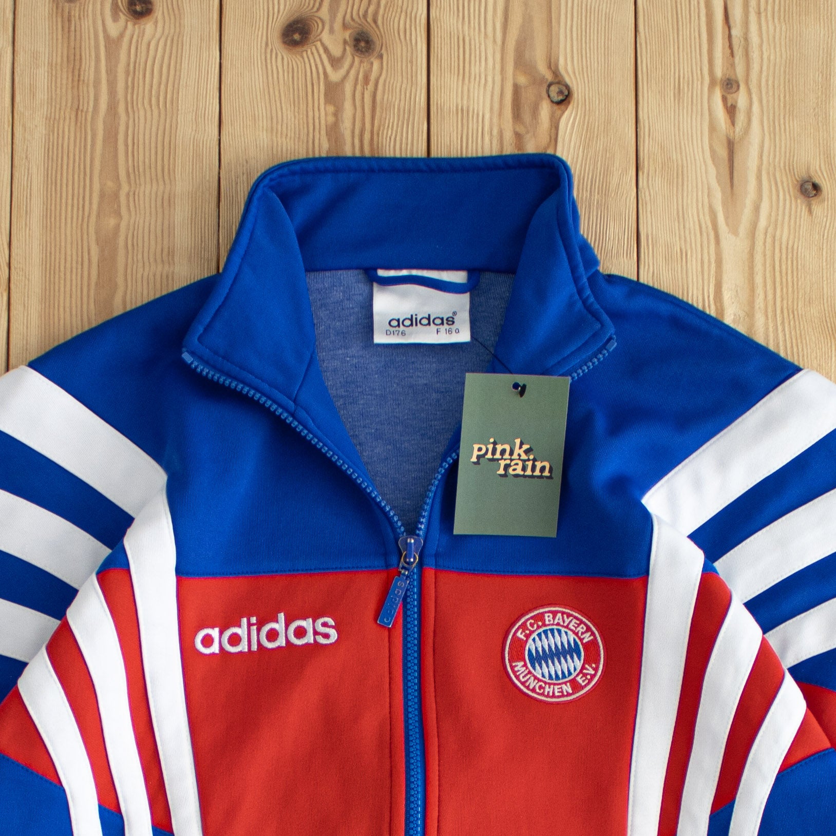 (S/M) Adidas F.C. Bayern Munchen Vintage Embroidered Full-Zip Sweatshirt Blue