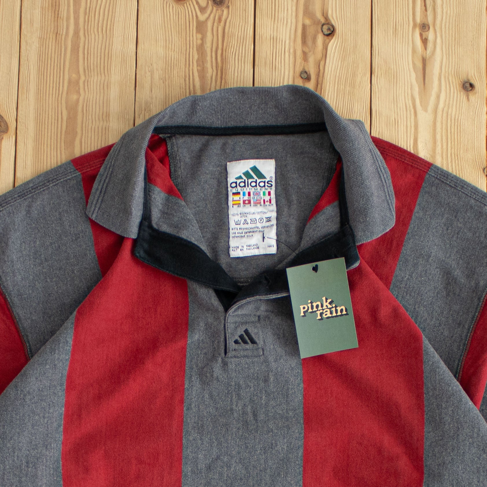 (M/L) Adidas Equipment Vintage Embroidered Polo Gray Red