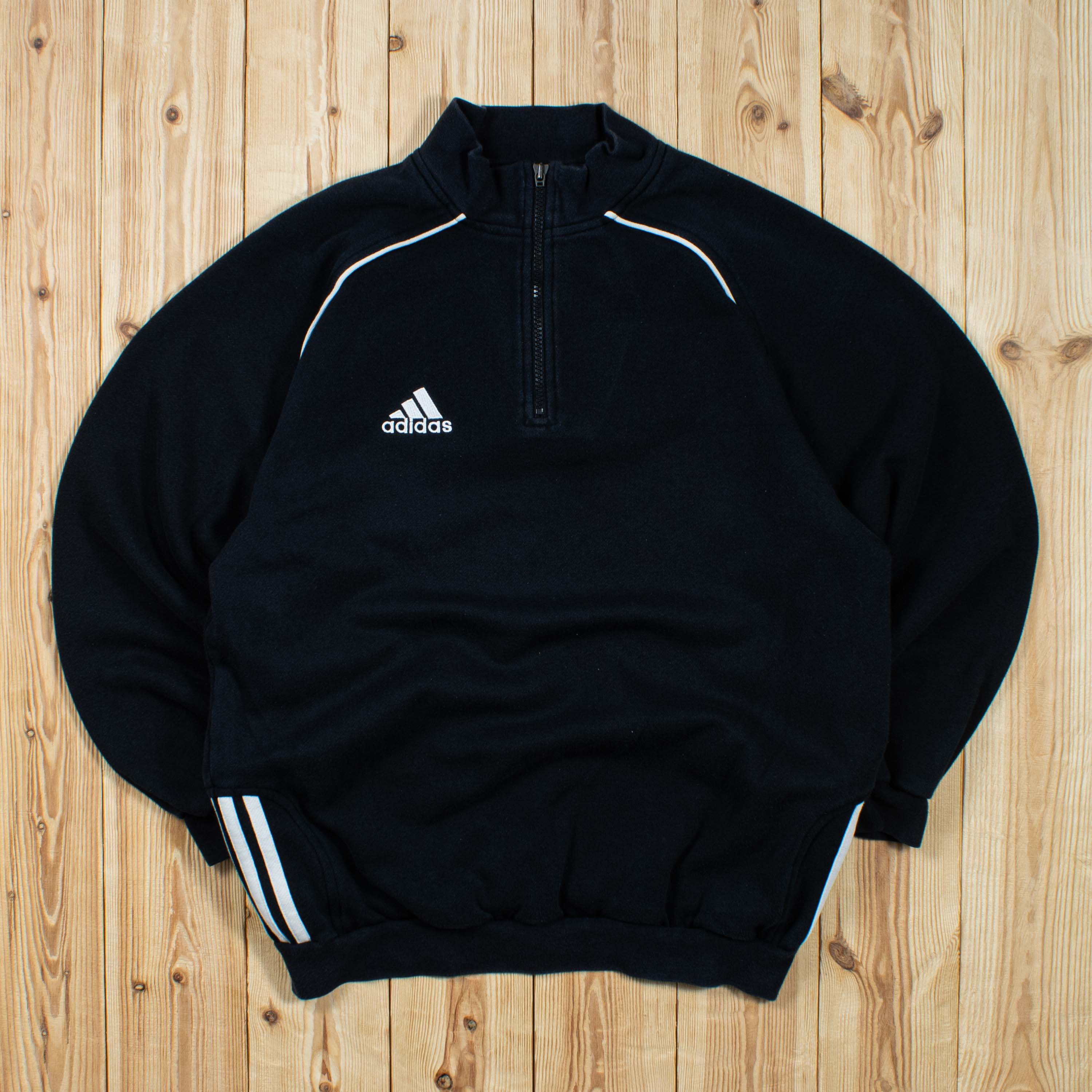 (S) Vintage Adidas Essential Embroidered Quarter-Zip Sweatshirt