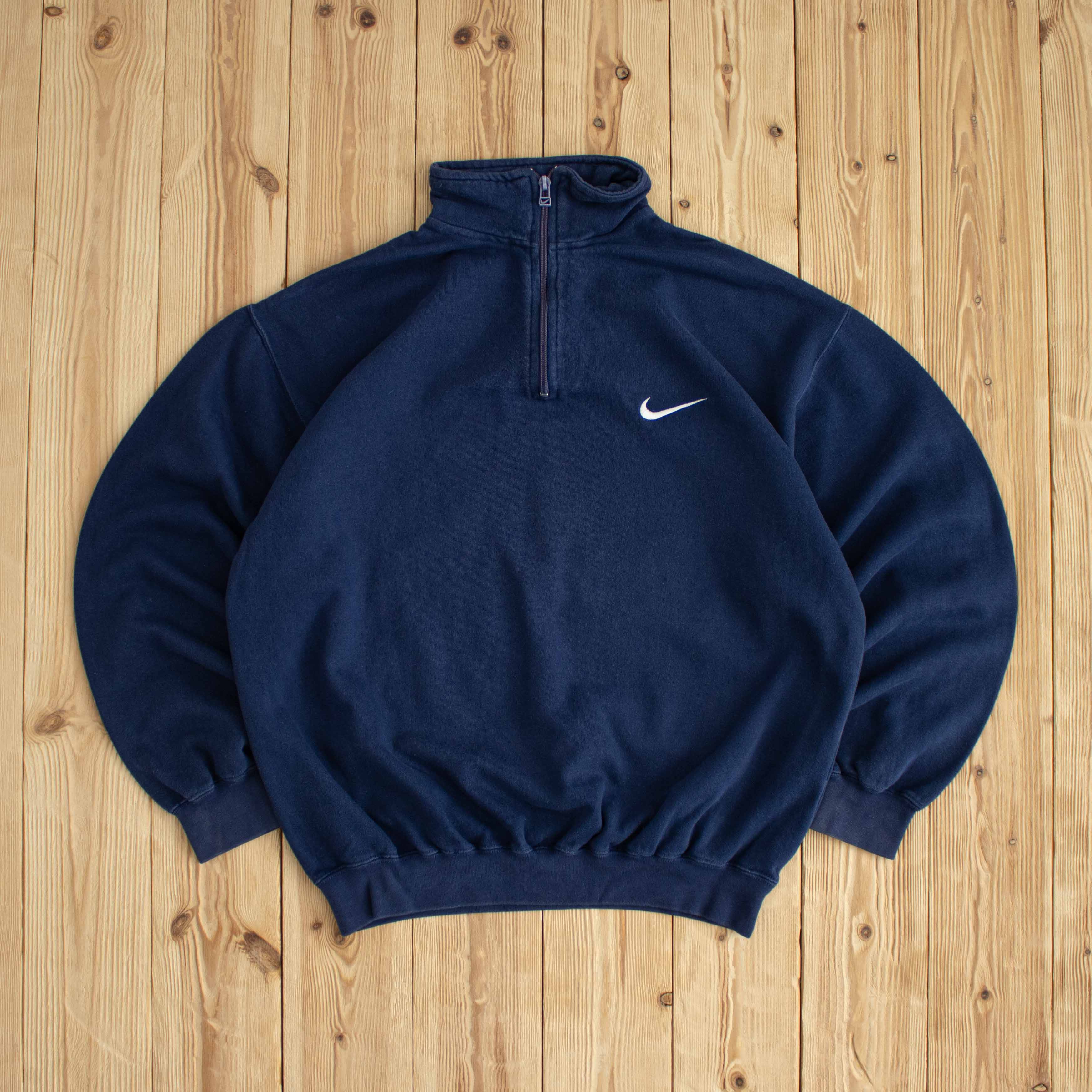 (M) Nike Vintage Essential Embroidered Quarter-Zip Blue