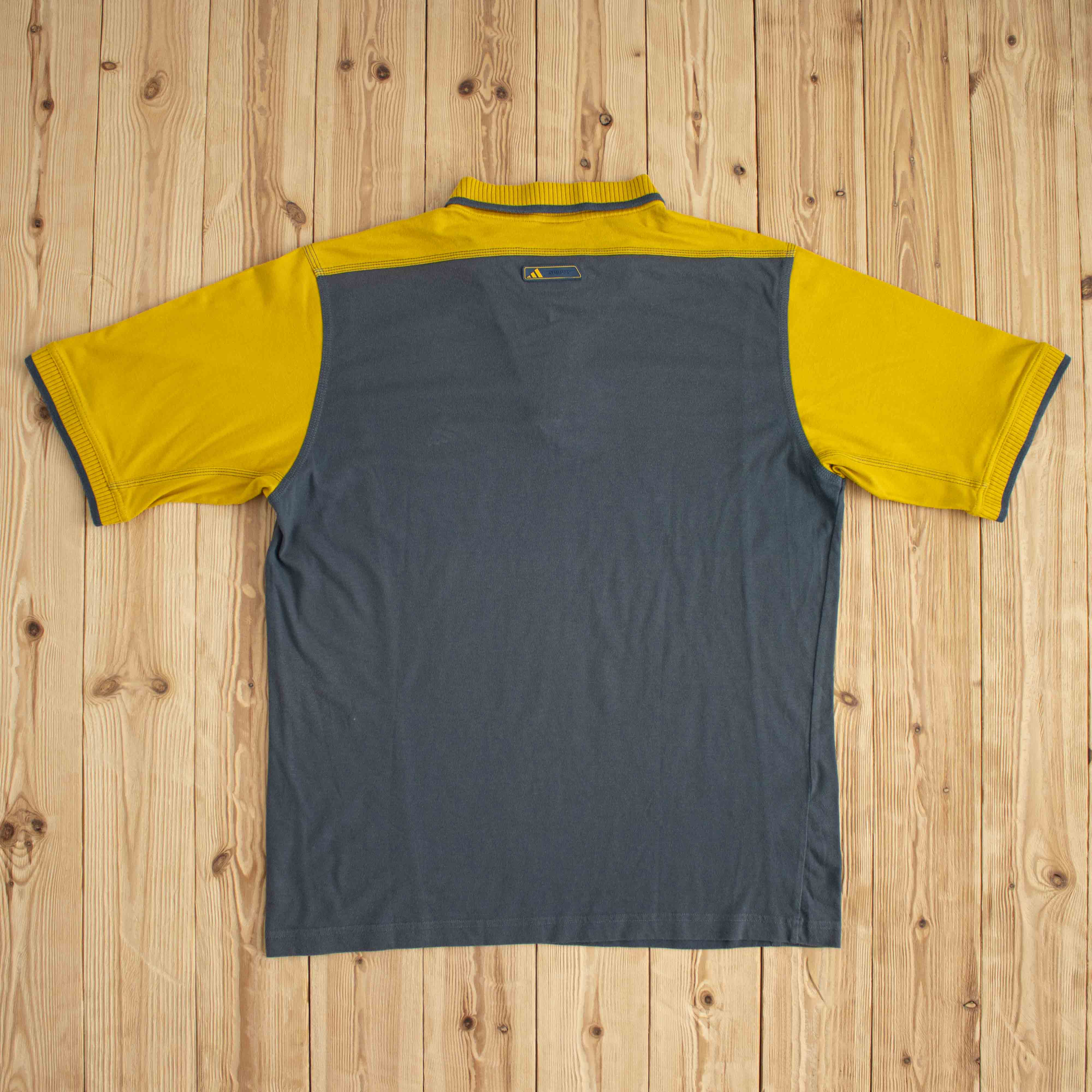 (L/XL) Adidas Vintage Embroidered Polo T-Shirt Gray