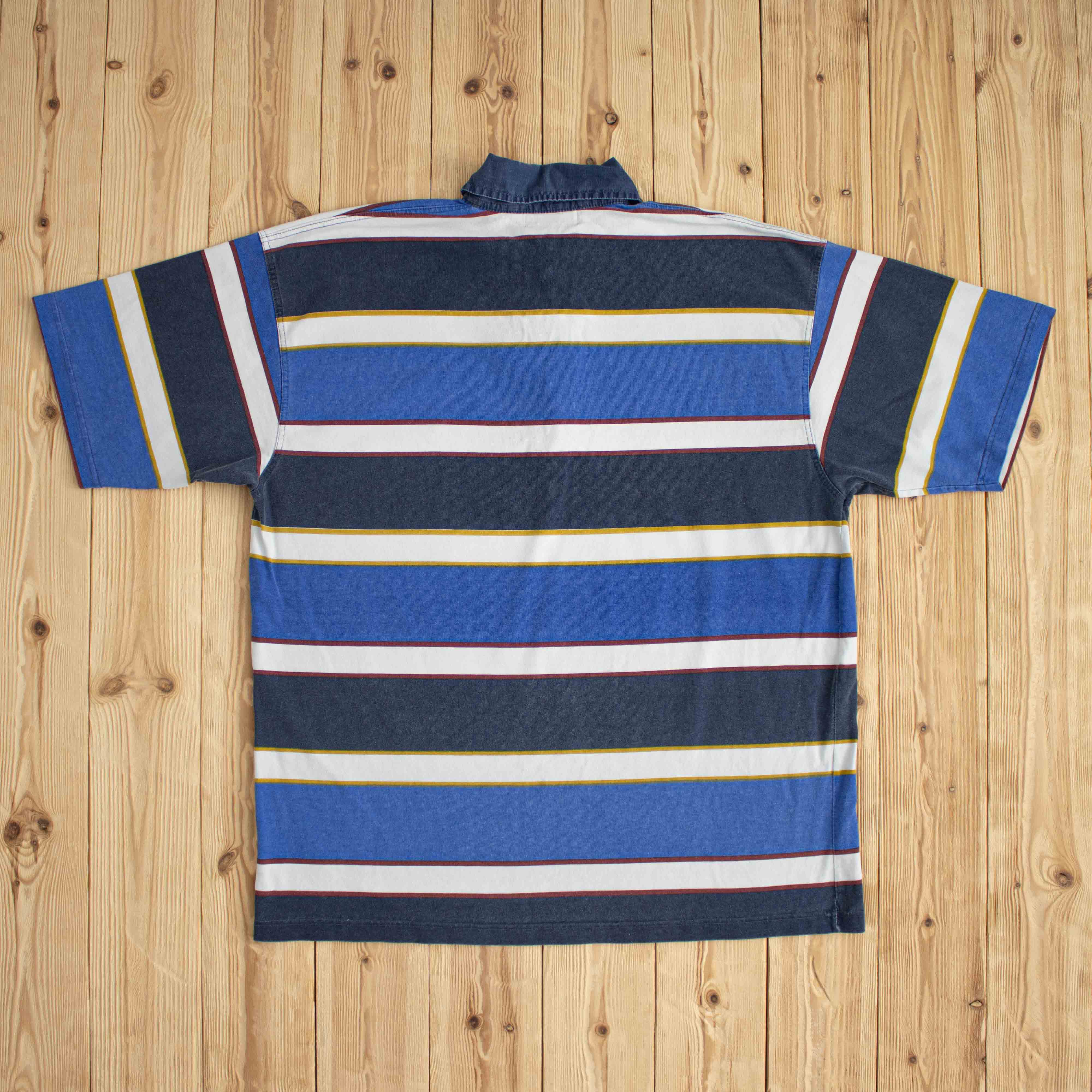 (L) Polo Ralph Lauren Vintage Embroidered Polo Striped Blue