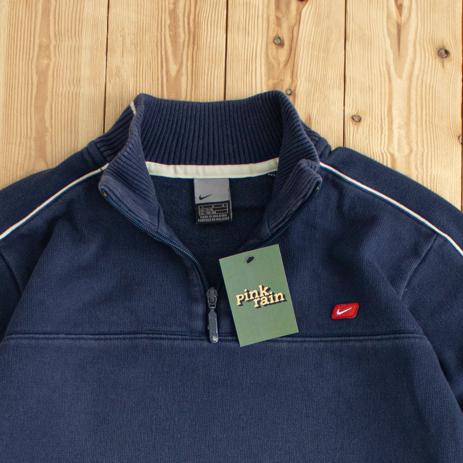 (S) Nike Vintage Essential Embroidered Quarter-Zip Blue