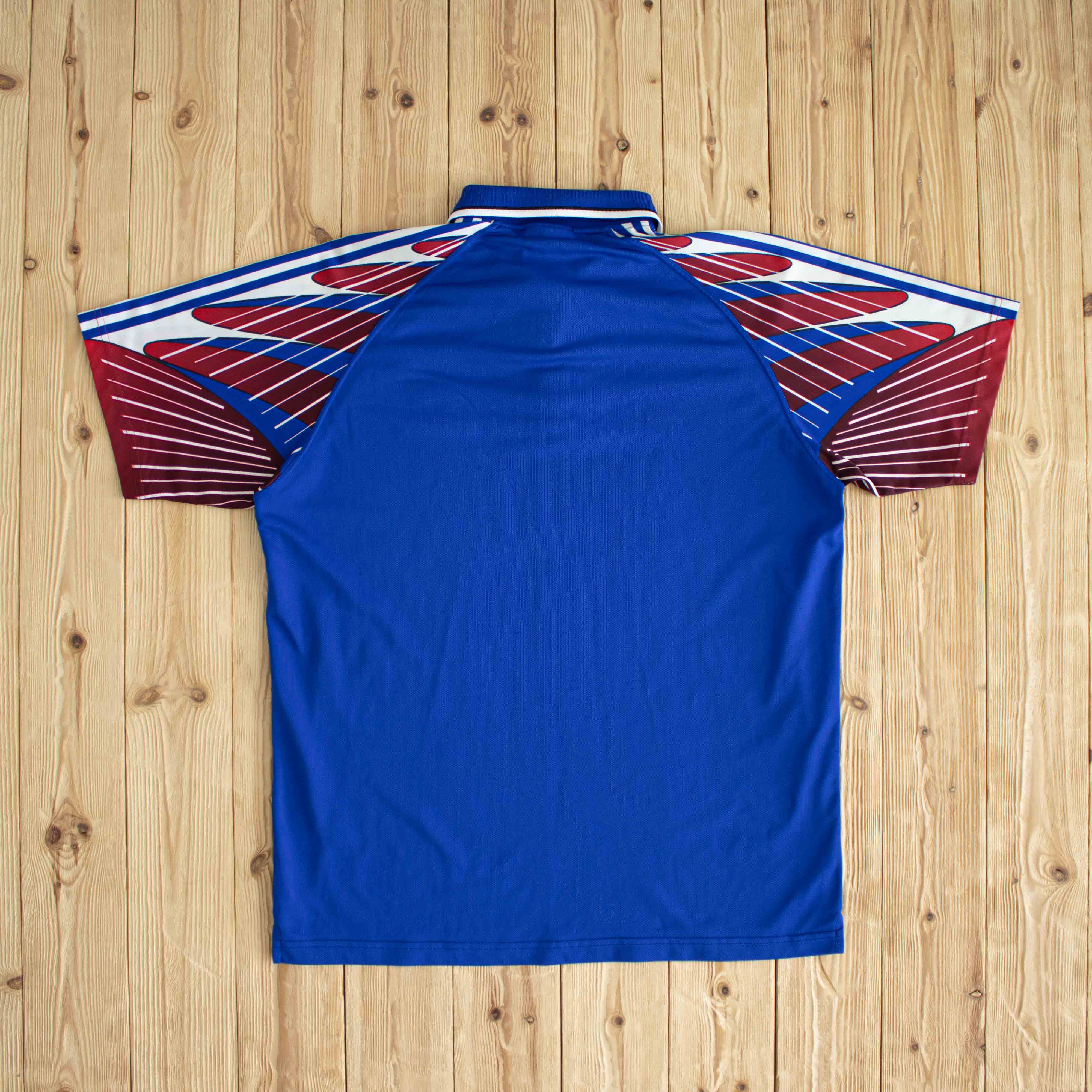 (L/XL) Adidas Vintage Embroidered Button Up Polo Blue