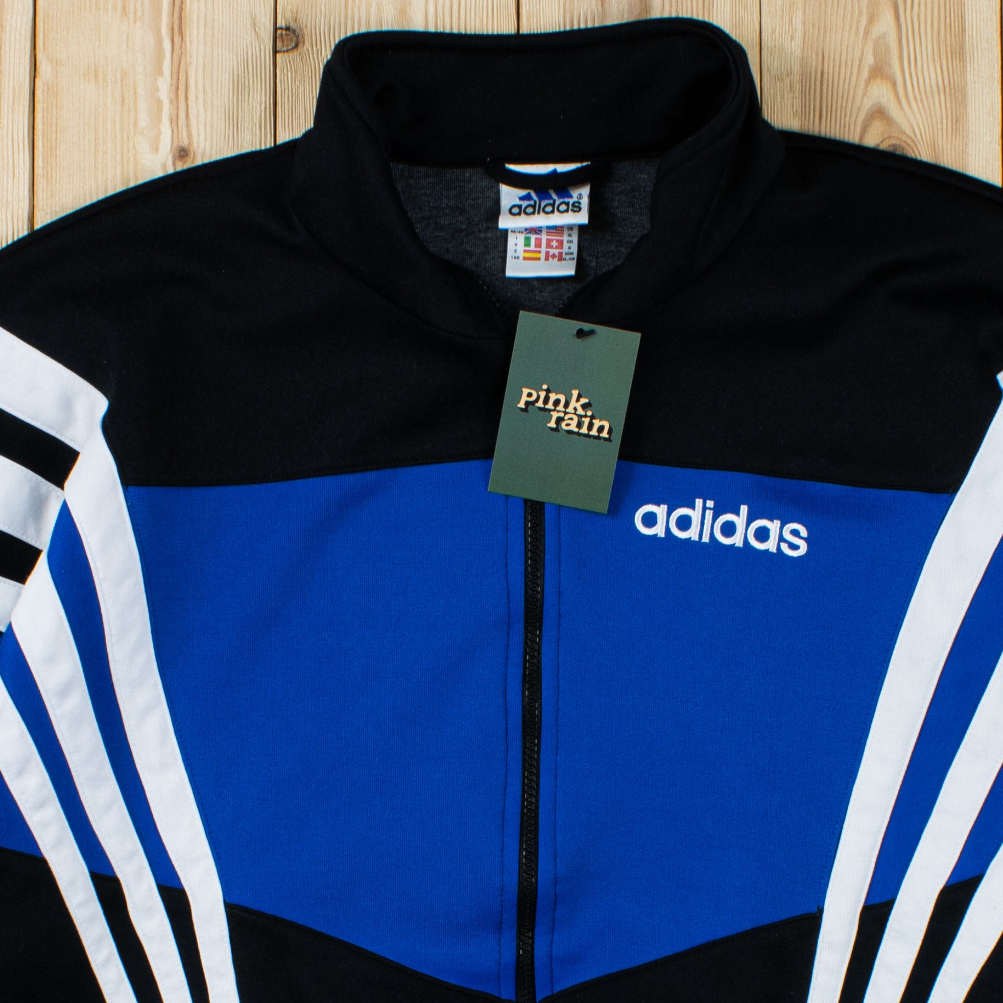 (L) Vintage Adidas Embroidered Full-Zip Sweatshirt