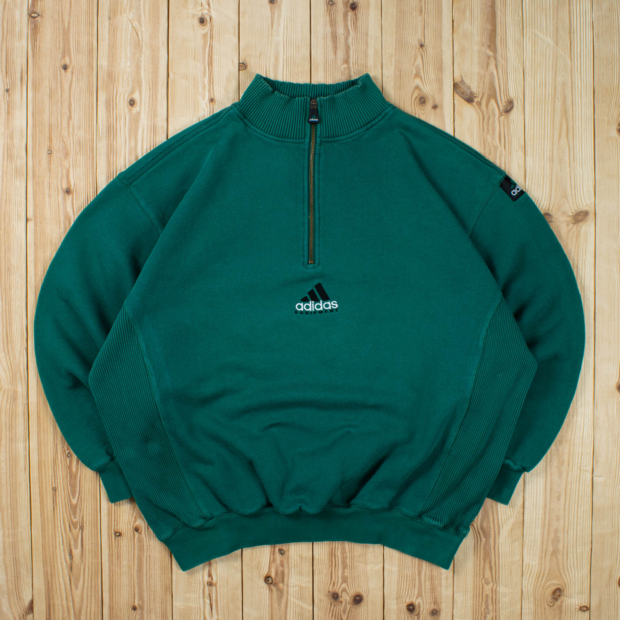 (XL) Vintage Adidas Equipment Embroidered Quarter-Zip Sweatshirt