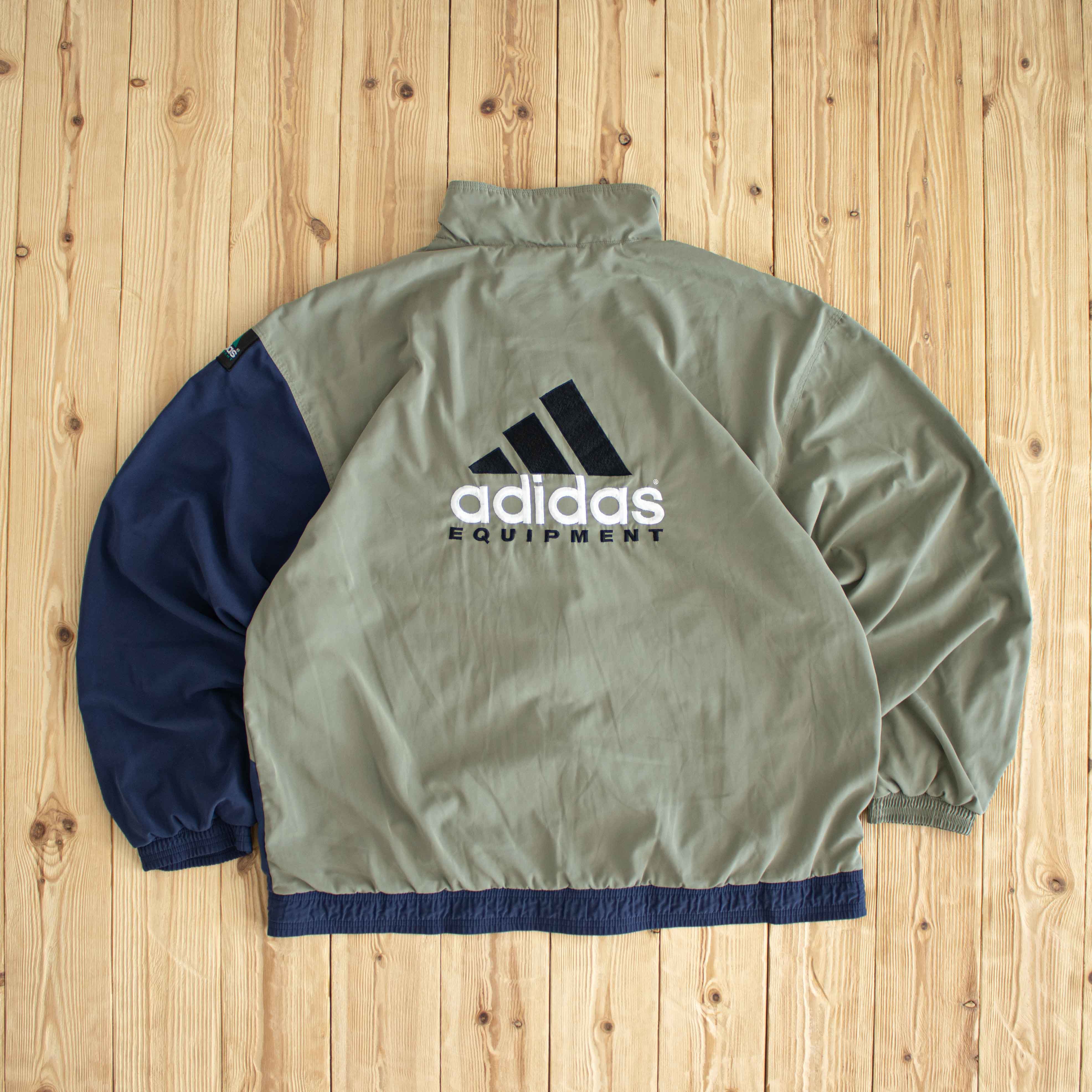 (L/XL) Adidas Equipment Vintage Embroidered Jacket Beige Blue