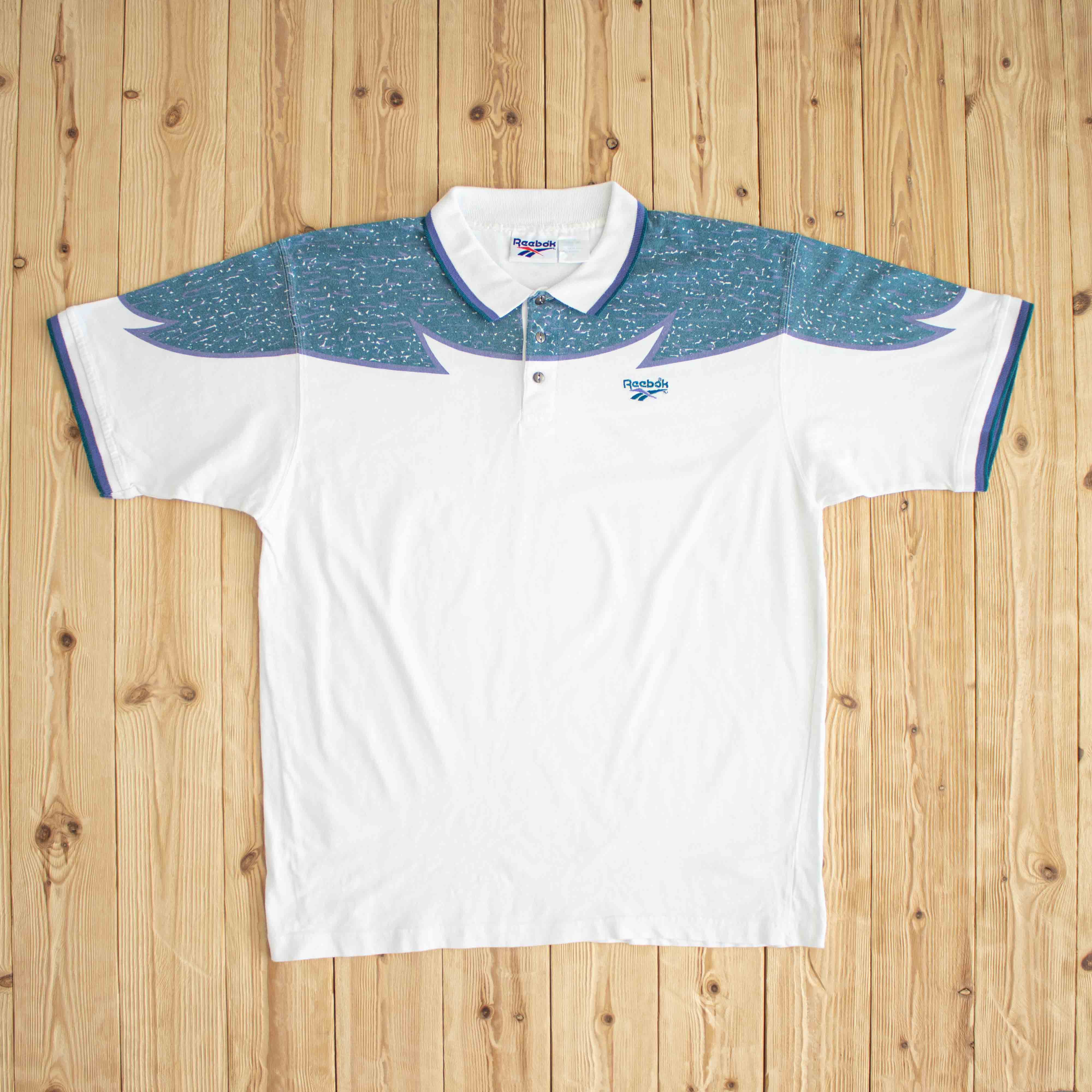 (L/XL) Reebok Vintage Embroidered Polo White