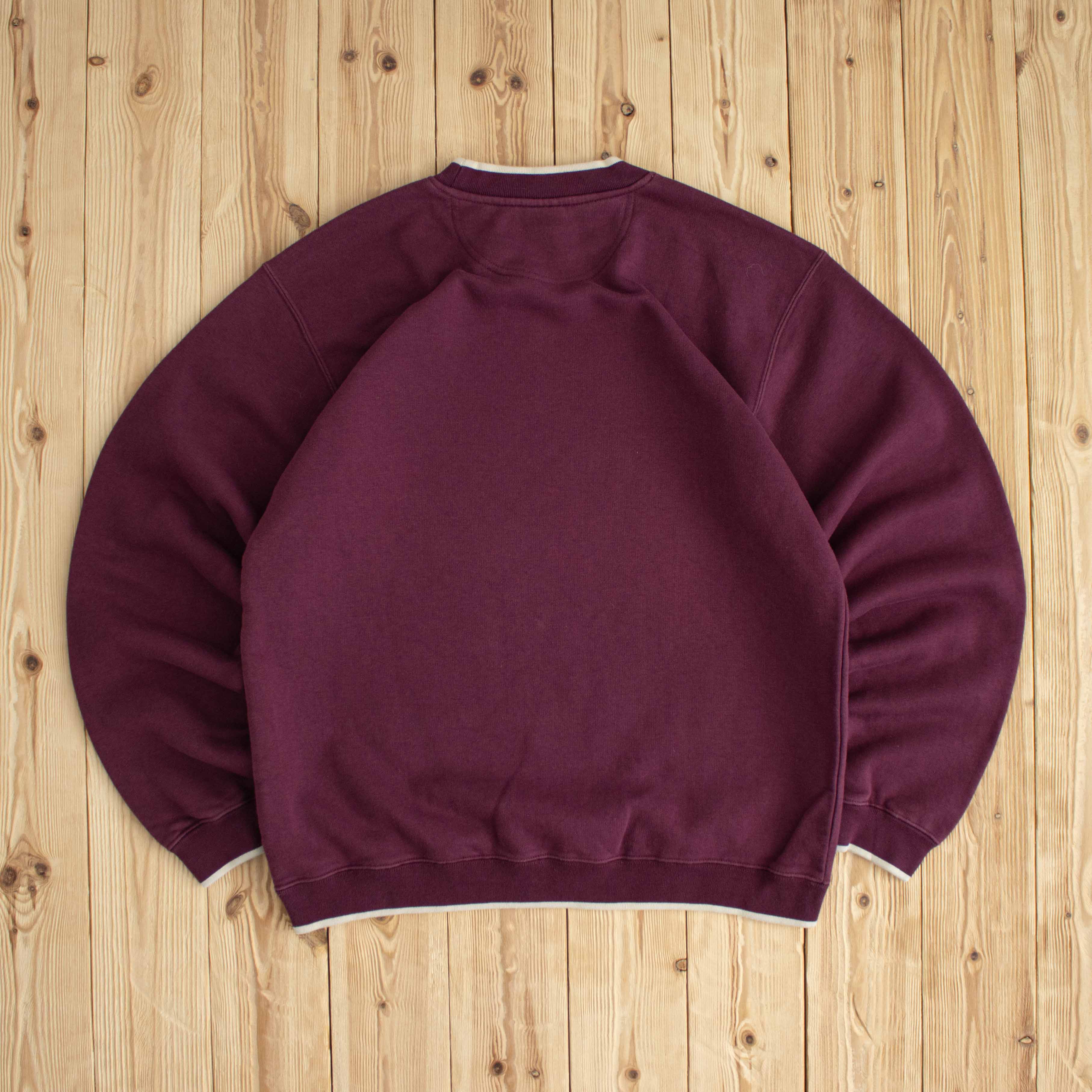 (L) Nike Swoosh Vintage Embroidered Sweatshirt Purple Burgundy