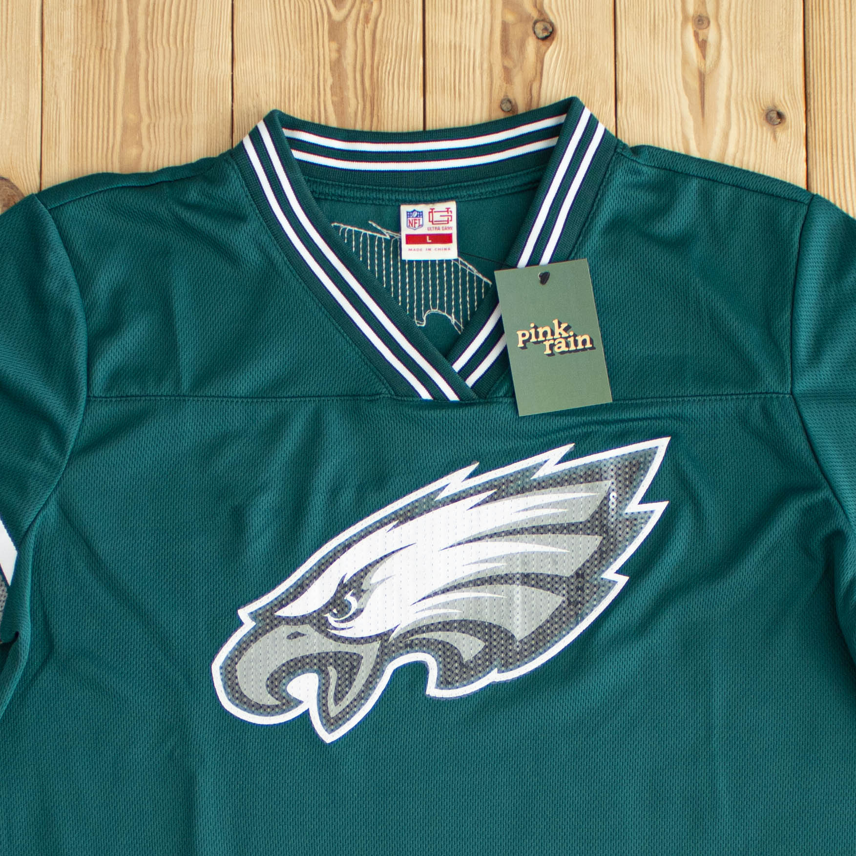 (L) NFL Philadelphia Eagles Embroidered T-Shirt Green