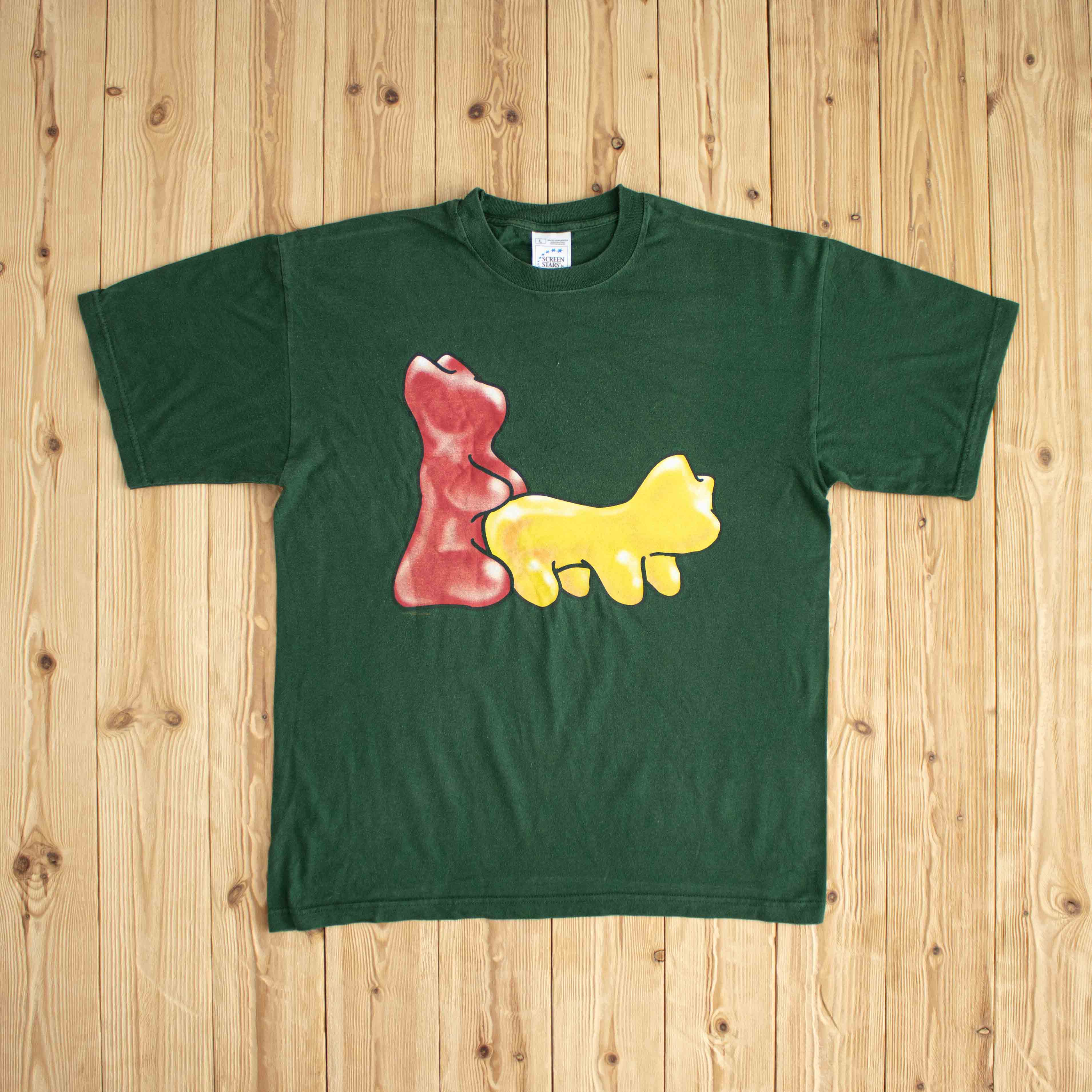 (M/L) 2000 Gummy Bears Vintage Screen Stars T-Shirt Green