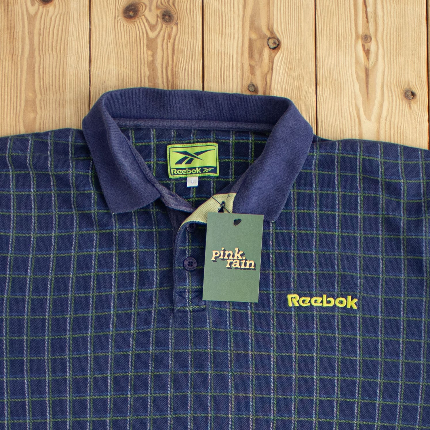(L) Reebok Vintage Embroidered Polo Blue