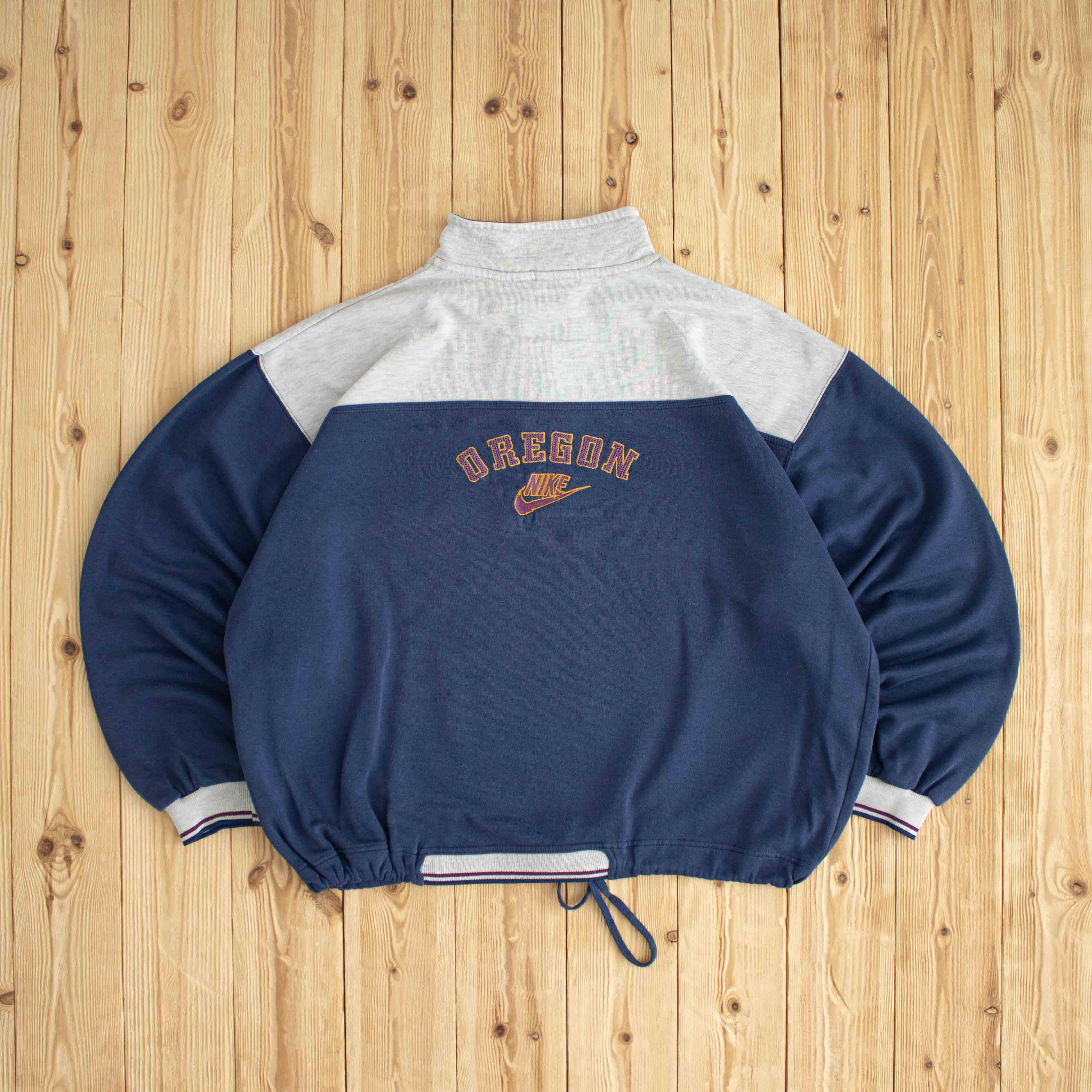(L) Nike Oregon Vintage Embroidered Quarter-Zip Blue
