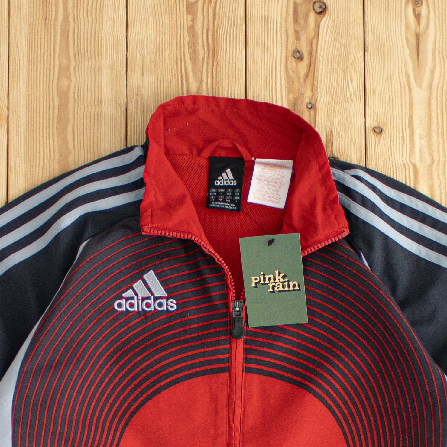 (S) Adidas Vintage Embroidered Jacket Red Gray