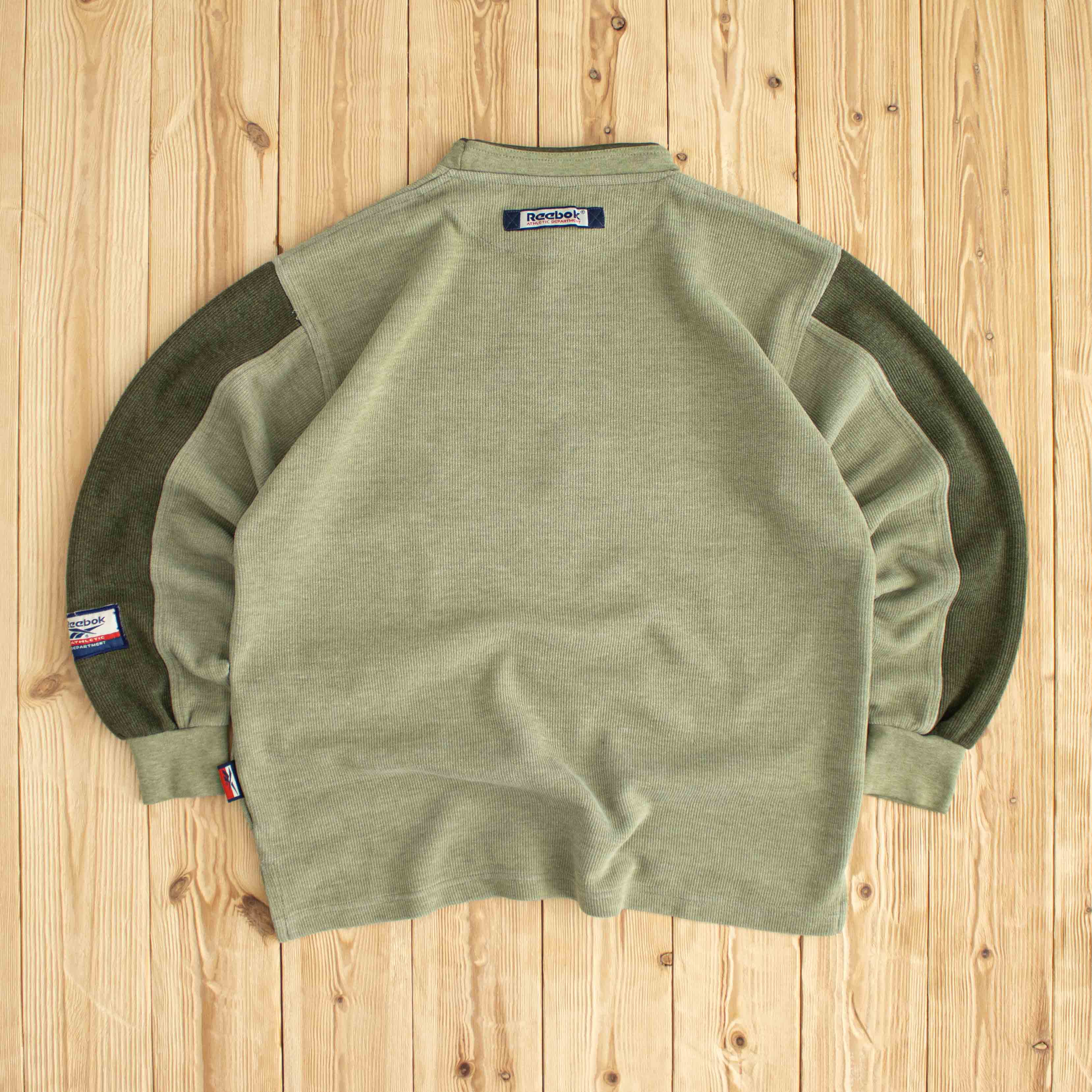 (M) Reebok Athletic Department Vintage Embroidered Sweatshirt Khaki Green