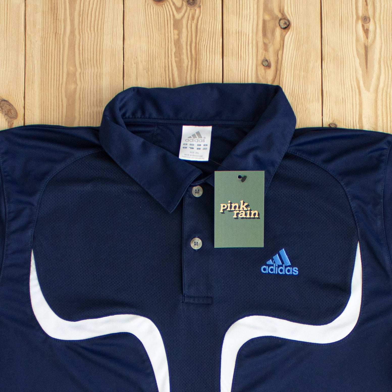 (M) Adidas Vintage Embroidered Polo Blue