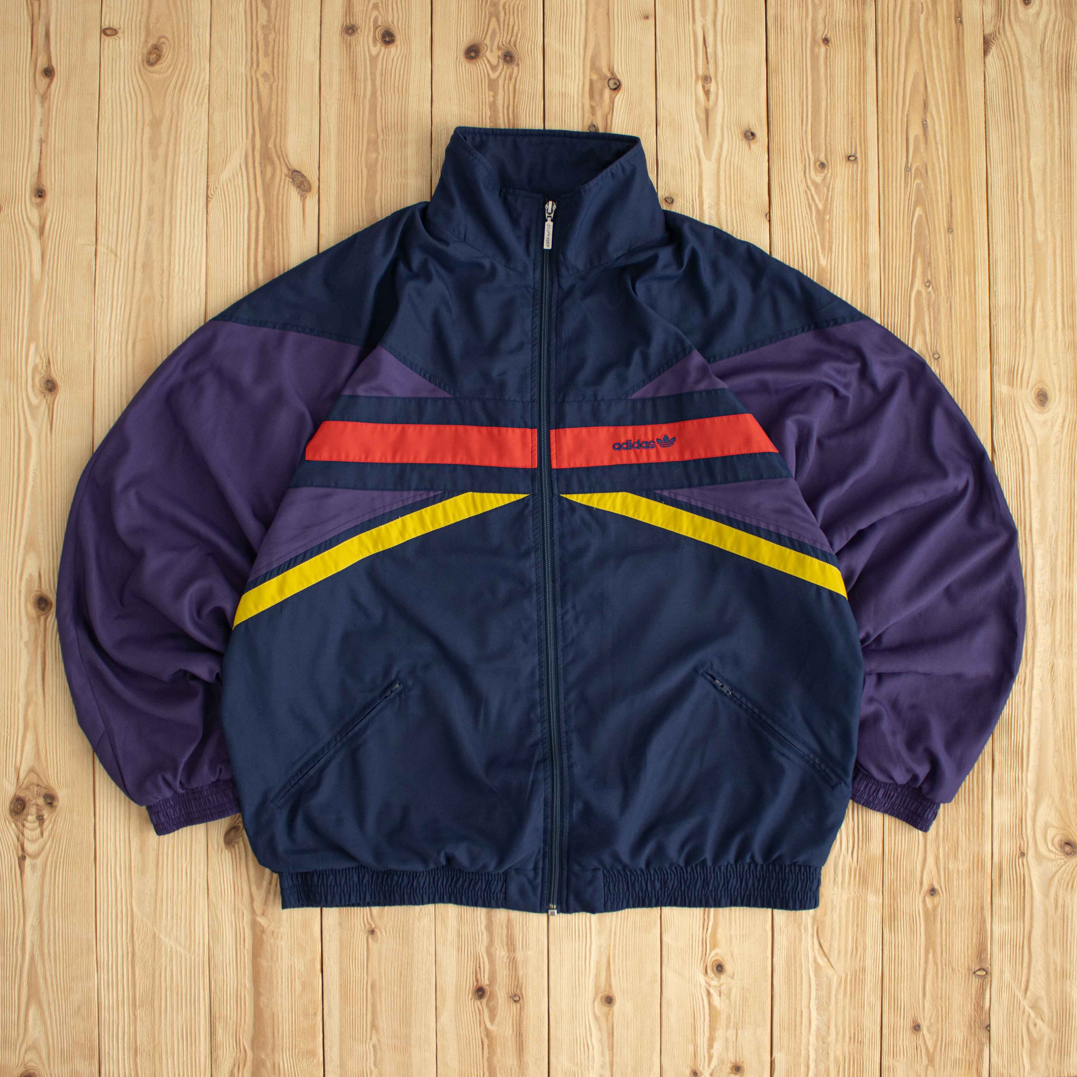 (XL) Adidas Vintage Embroidered Jacket Blue