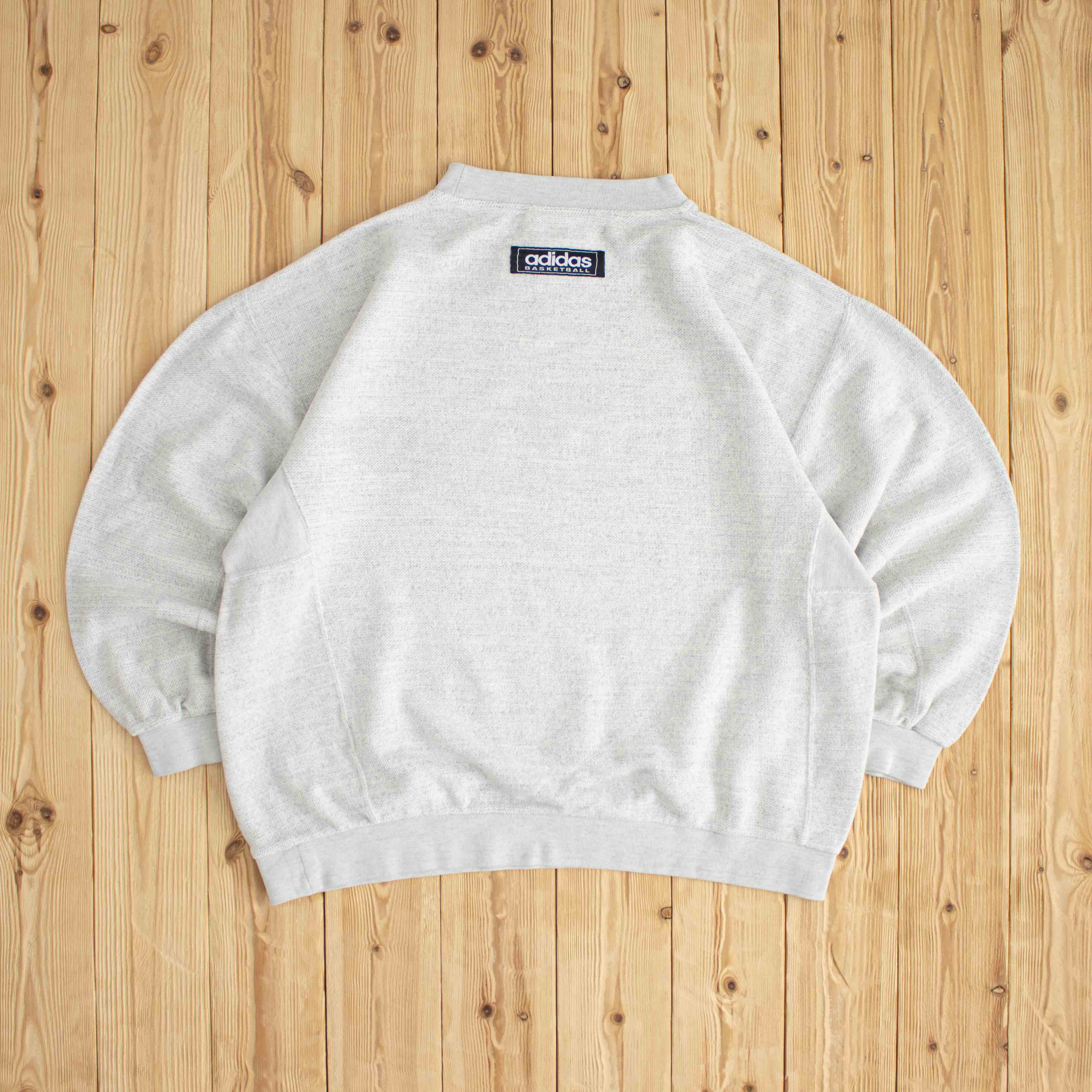 (L/XL) Adidas Basketball Vintage Embroidered Sweatshirt White
