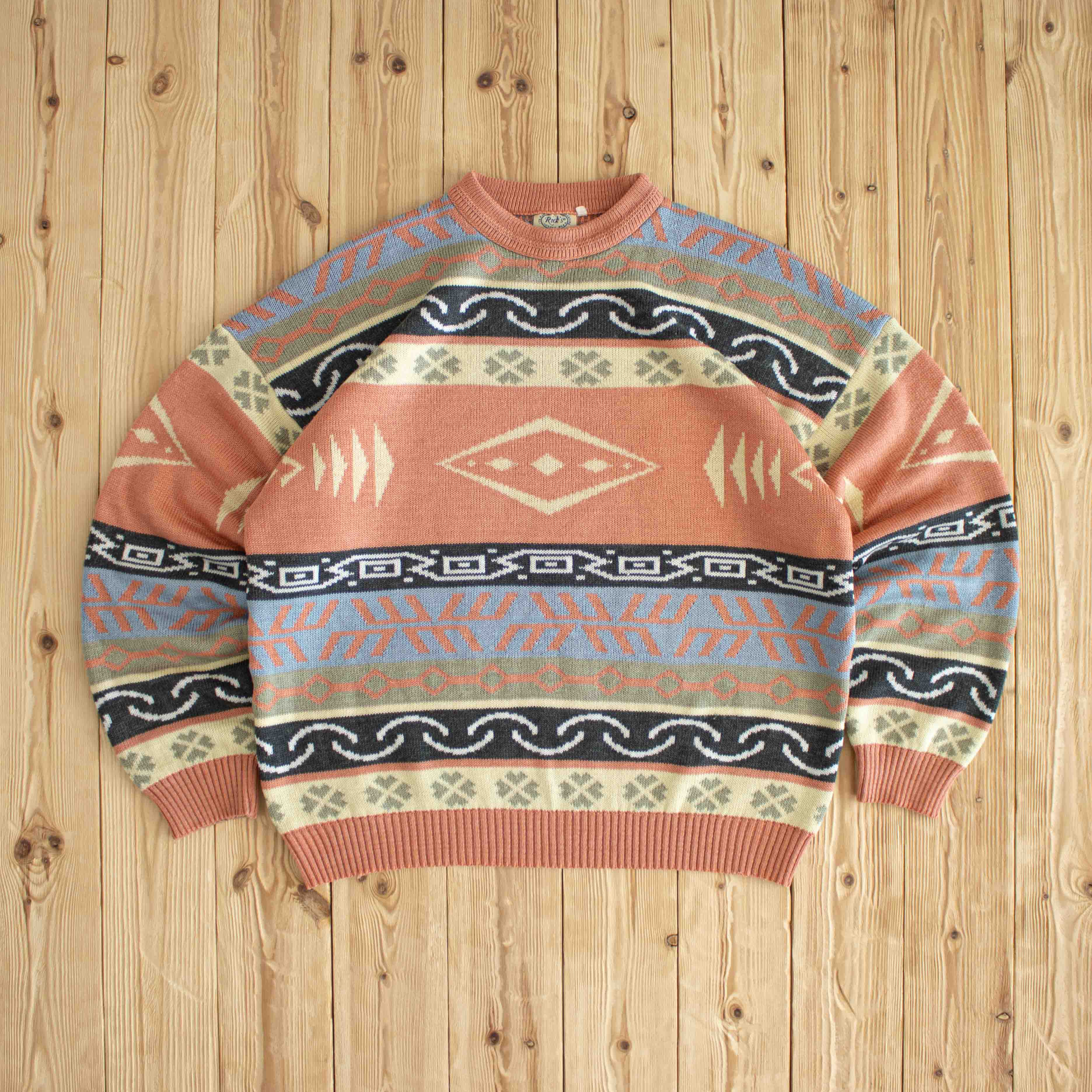(M/L) Rick's Luxury Wear Vintage Sweater Orange
