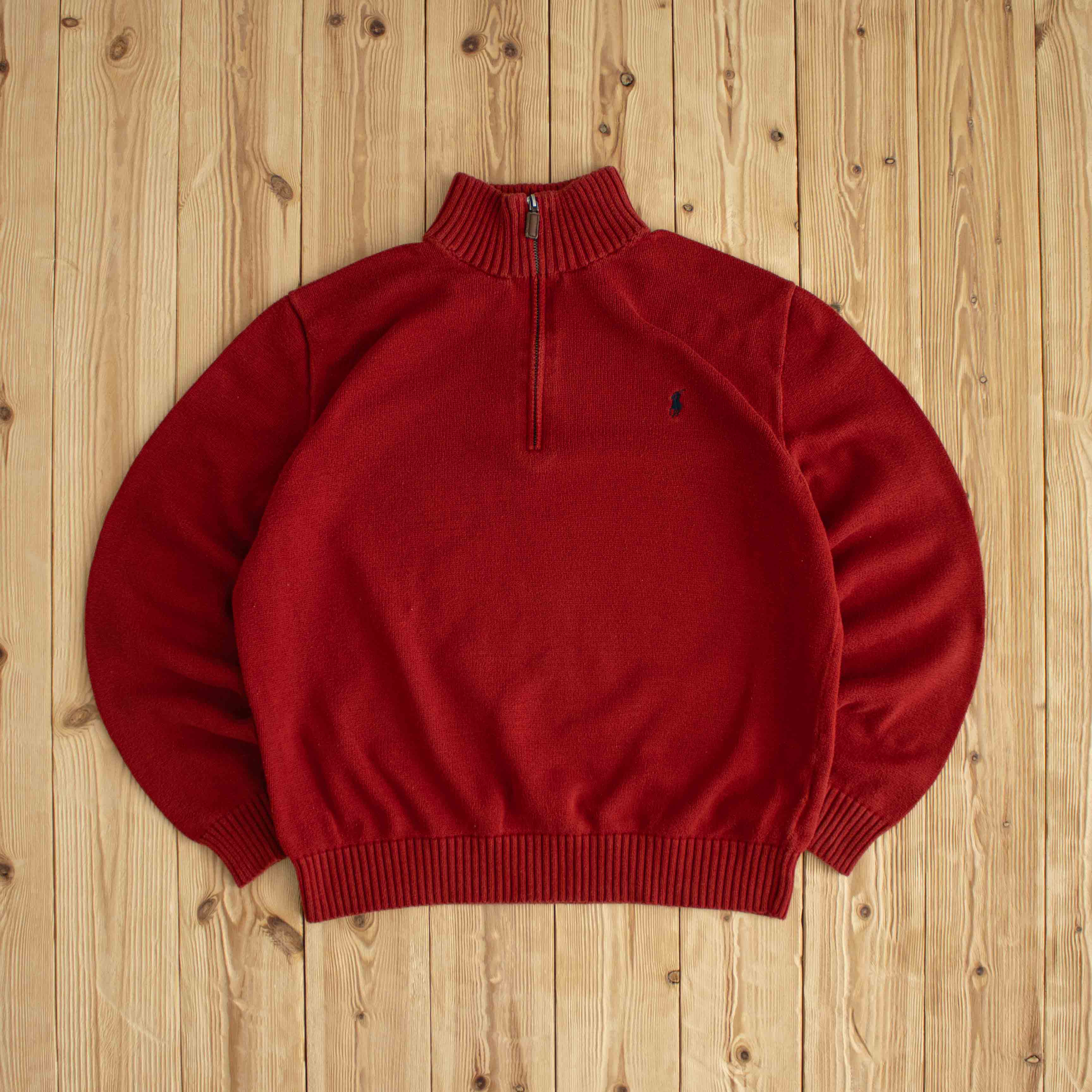 (M) Ralph Lauren Vintage Embroidered Quarter-Zip Red