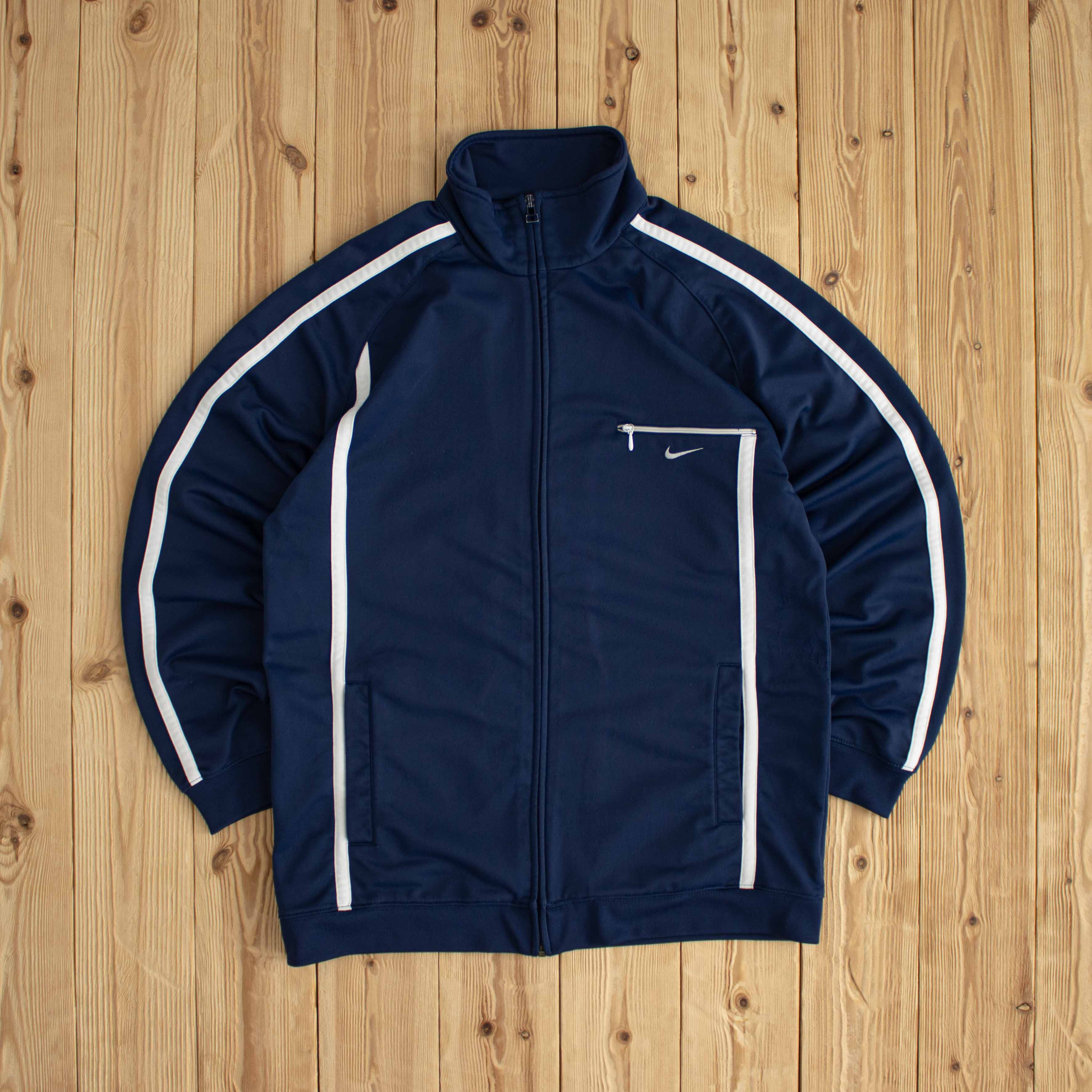 (S/M) Nike Vintage Embroidered Full-Zip Sweatshirt Blue