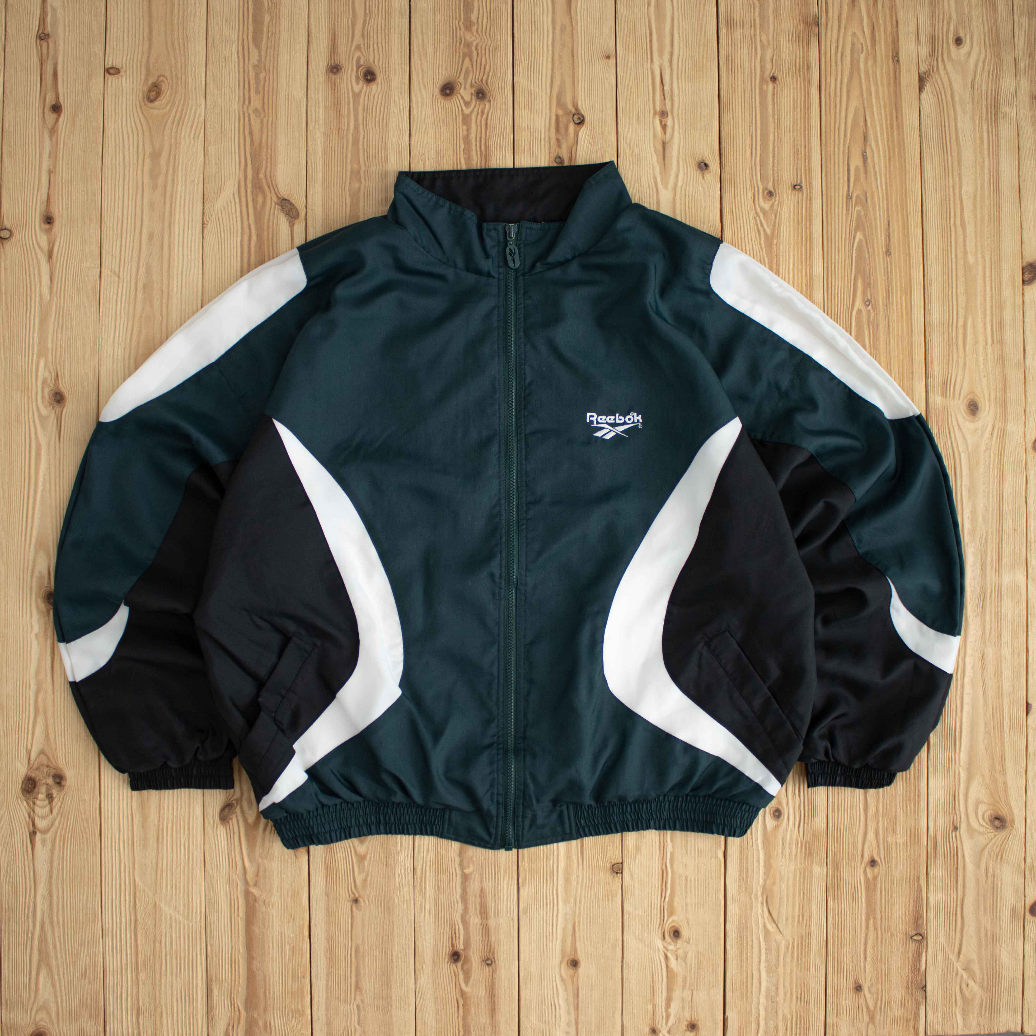 (L/XL) Reebok Vintage Embroidered Jacket Green