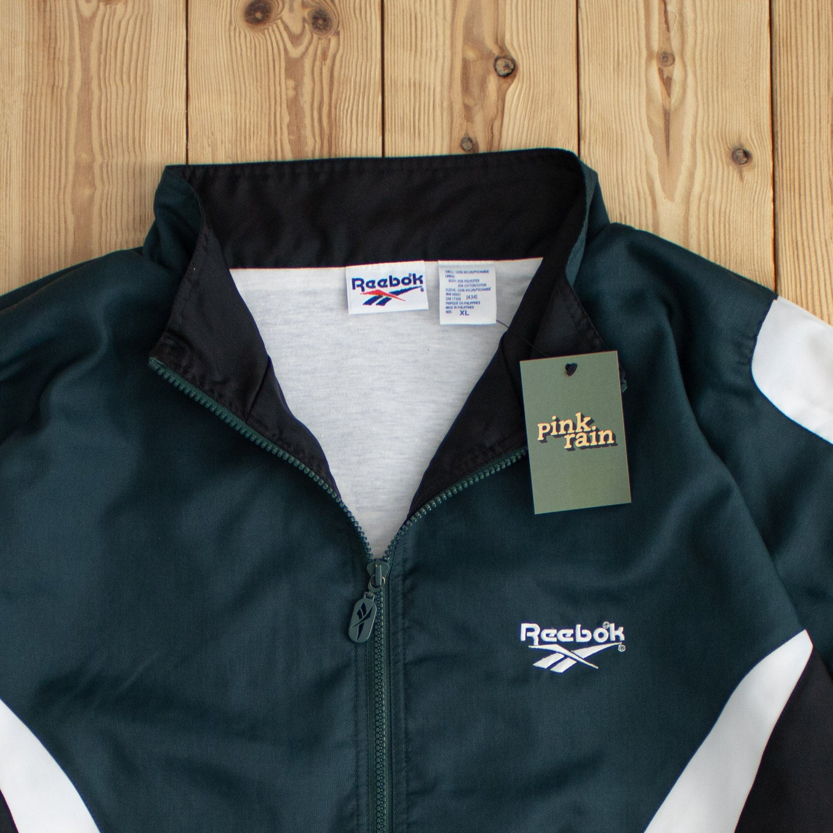 (L/XL) Reebok Vintage Embroidered Jacket Green