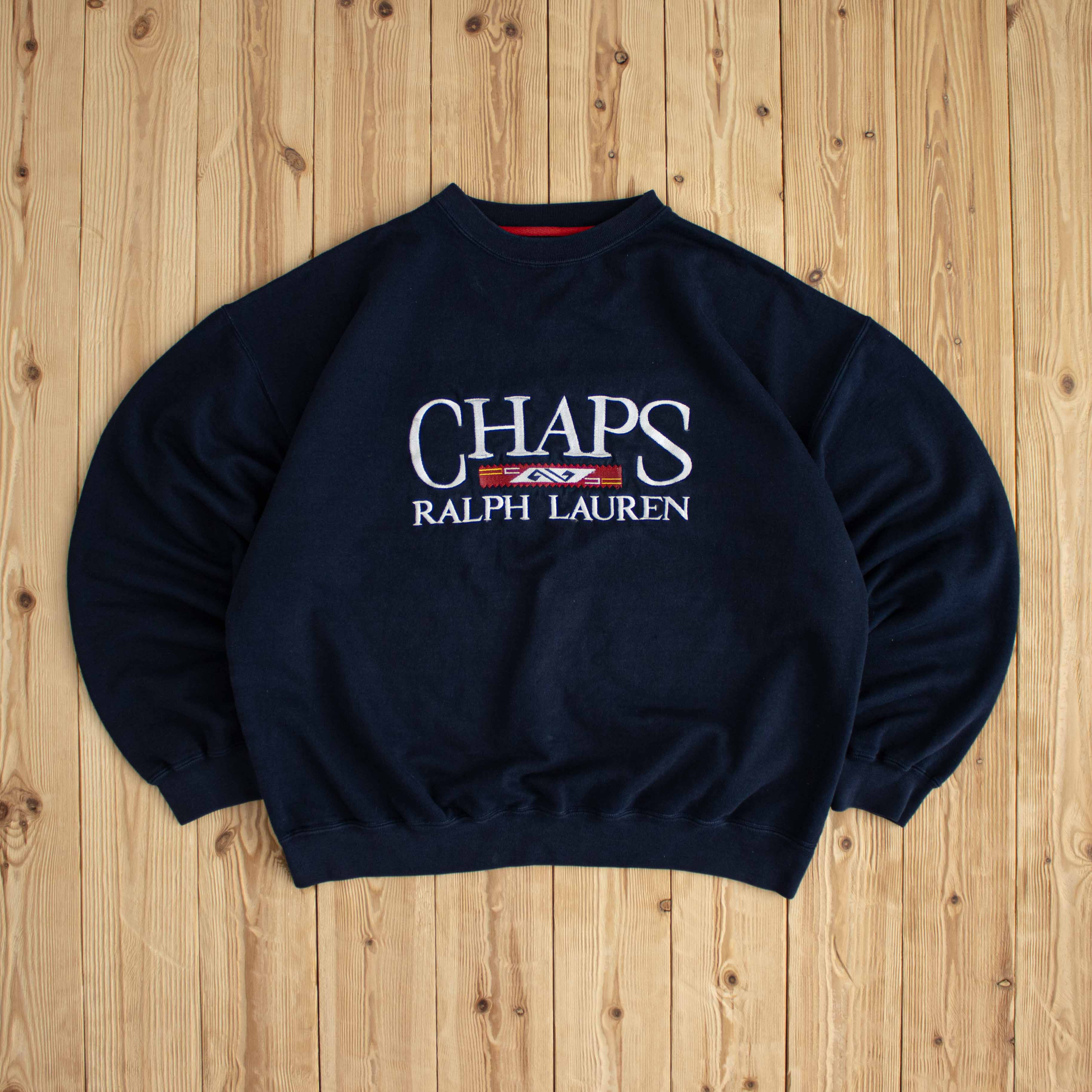 (M/L) Chaps Ralph Lauren Vintage Embroidered Sweatshirt Blue