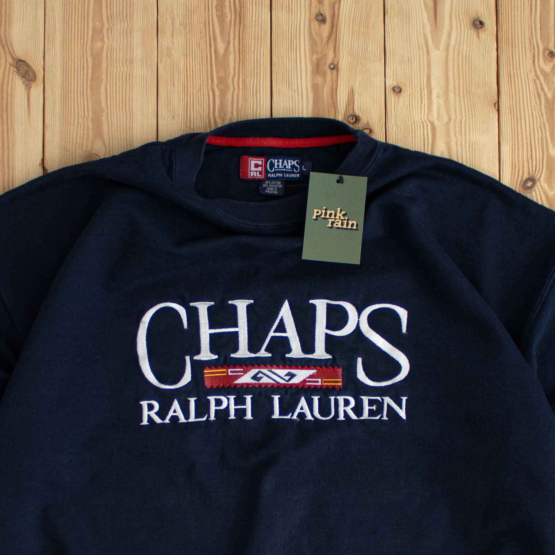 (M/L) Chaps Ralph Lauren Vintage Embroidered Sweatshirt Blue