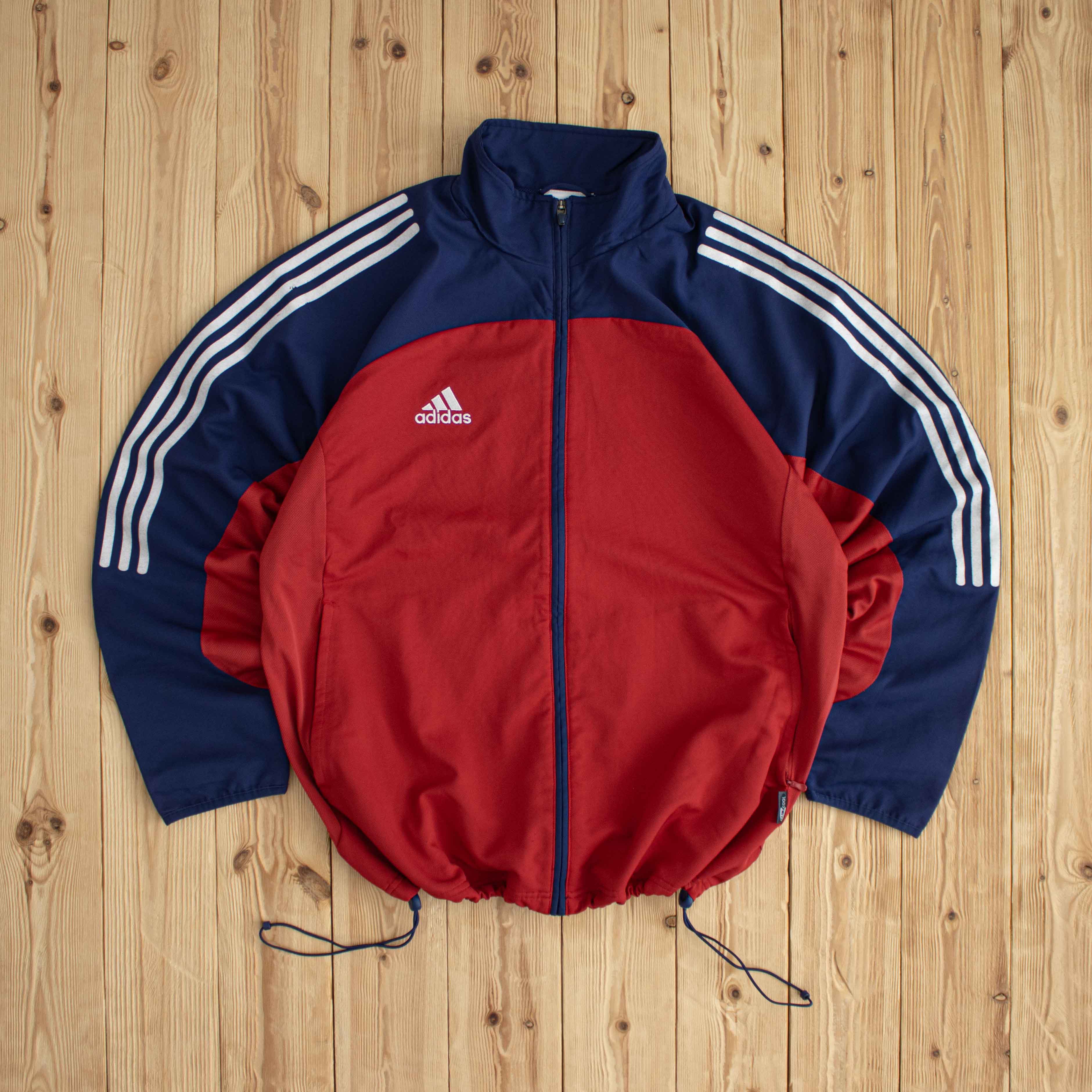 (L) Adidas Vintage Embroidered Jacket Red Blue