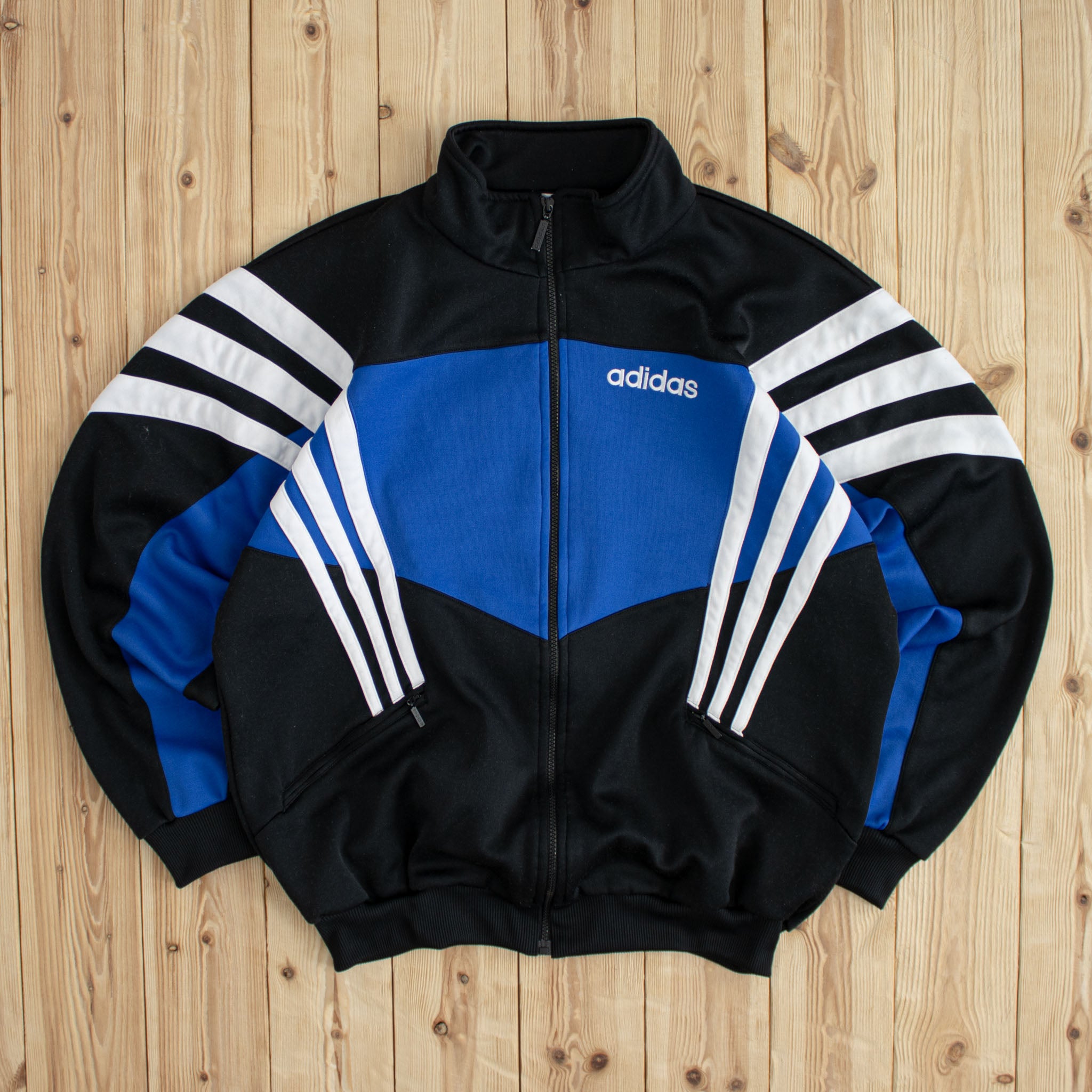 (L) Vintage Adidas Embroidered Full-Zip Sweatshirt