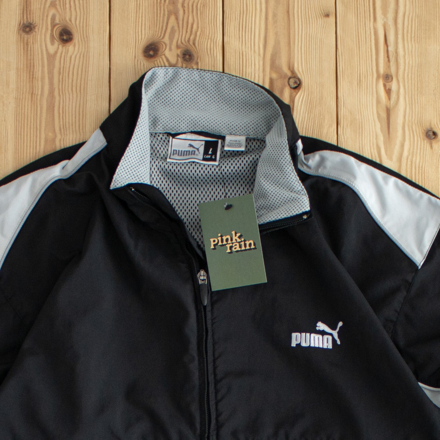 (L) Puma Vintage Embroidered Light Jacket Black