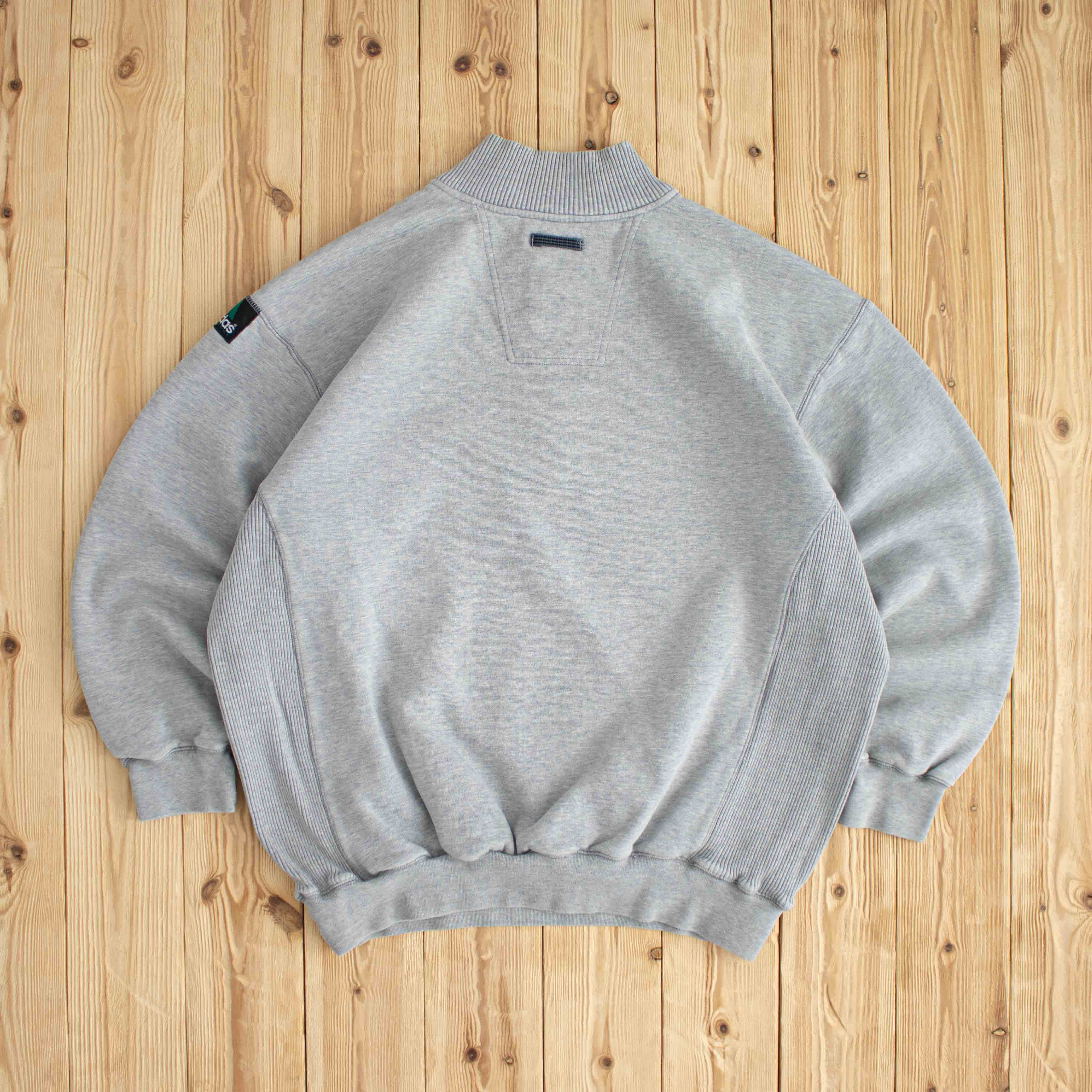 (L) Adidas Equipment Vintage Embroidered Quarter-Zip Gray