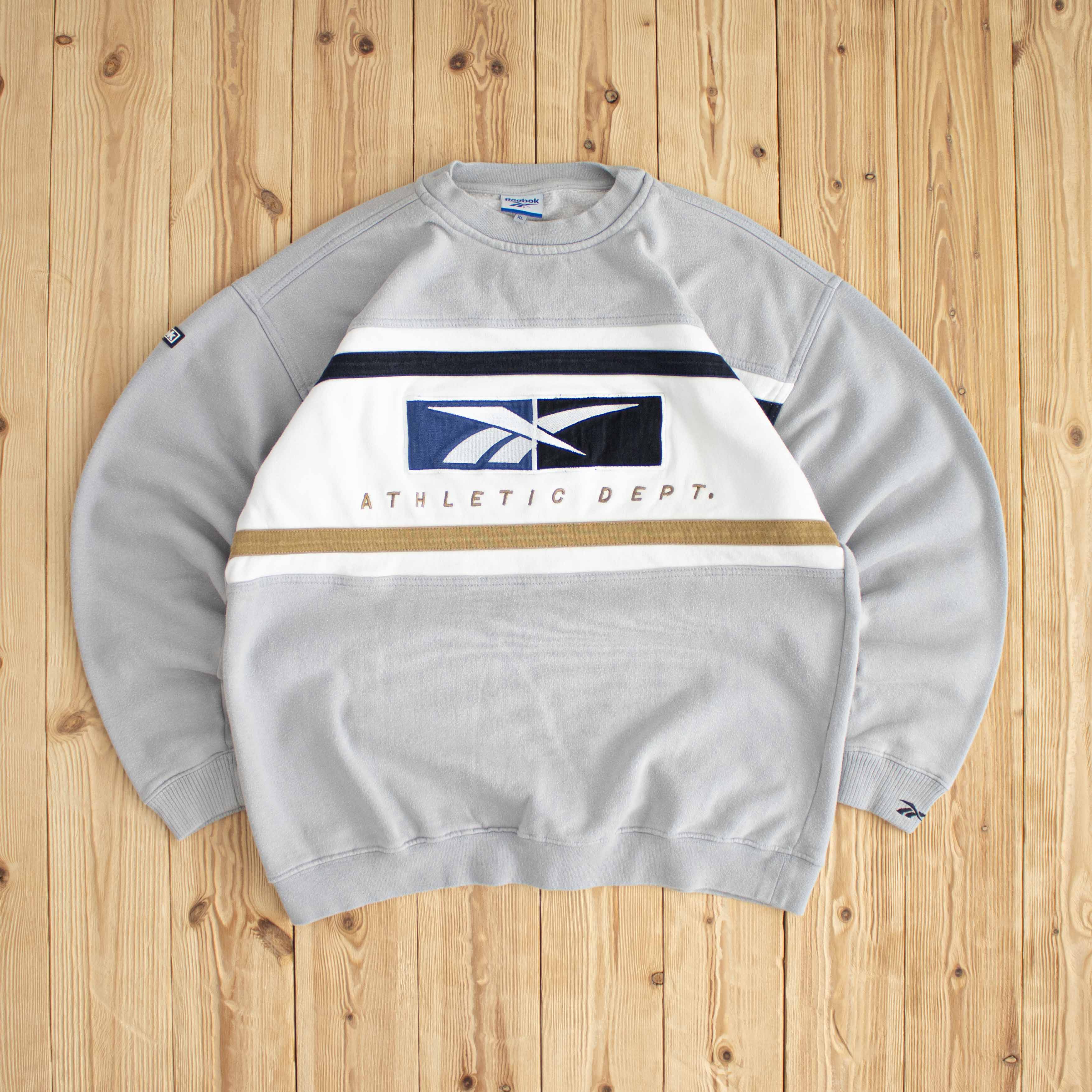 (L) Reebok Athletic Dept. Vintage Embroidered Sweatshirt Gray