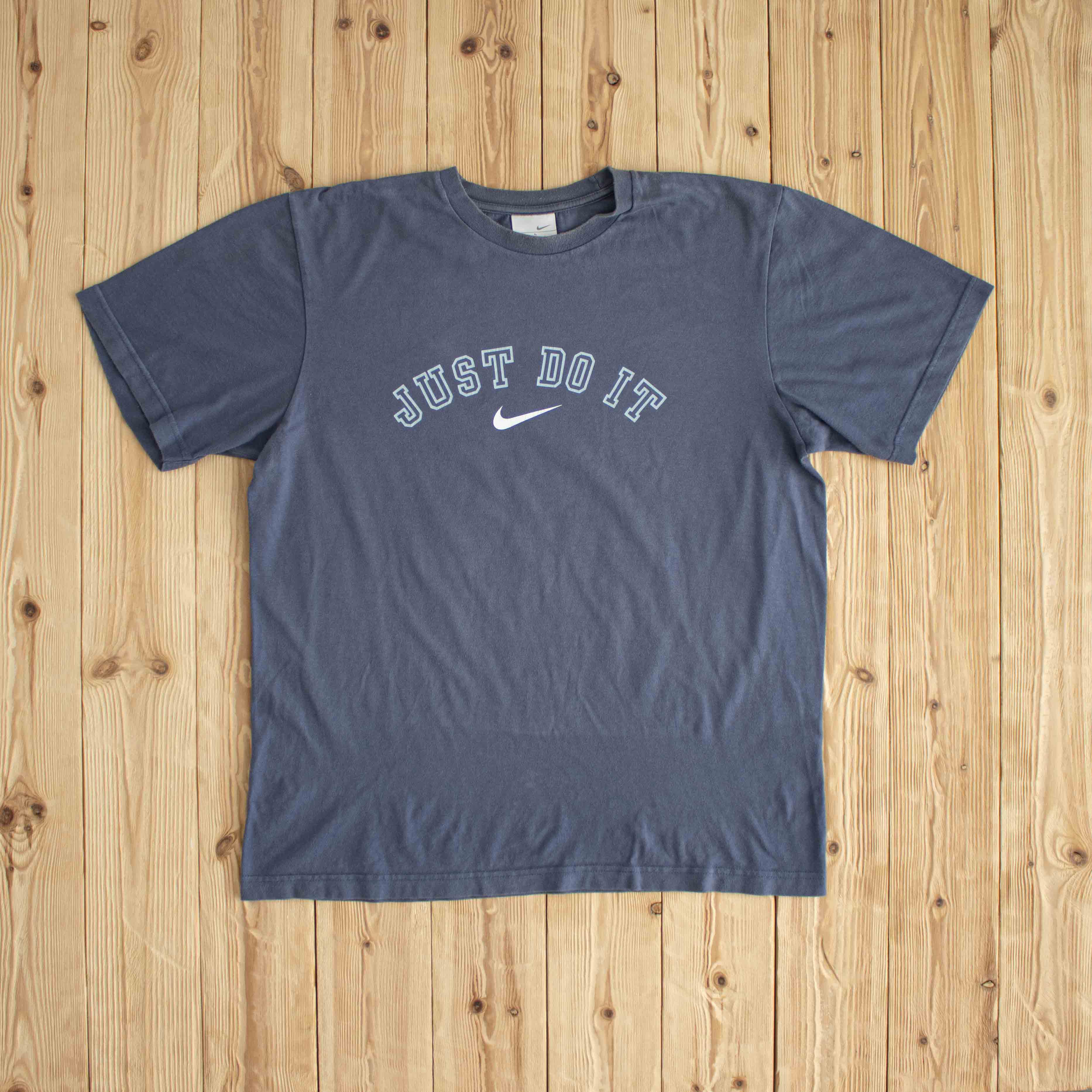 (M/L) Nike Swoosh 'Just Do It' Vintage T-Shirt Blue
