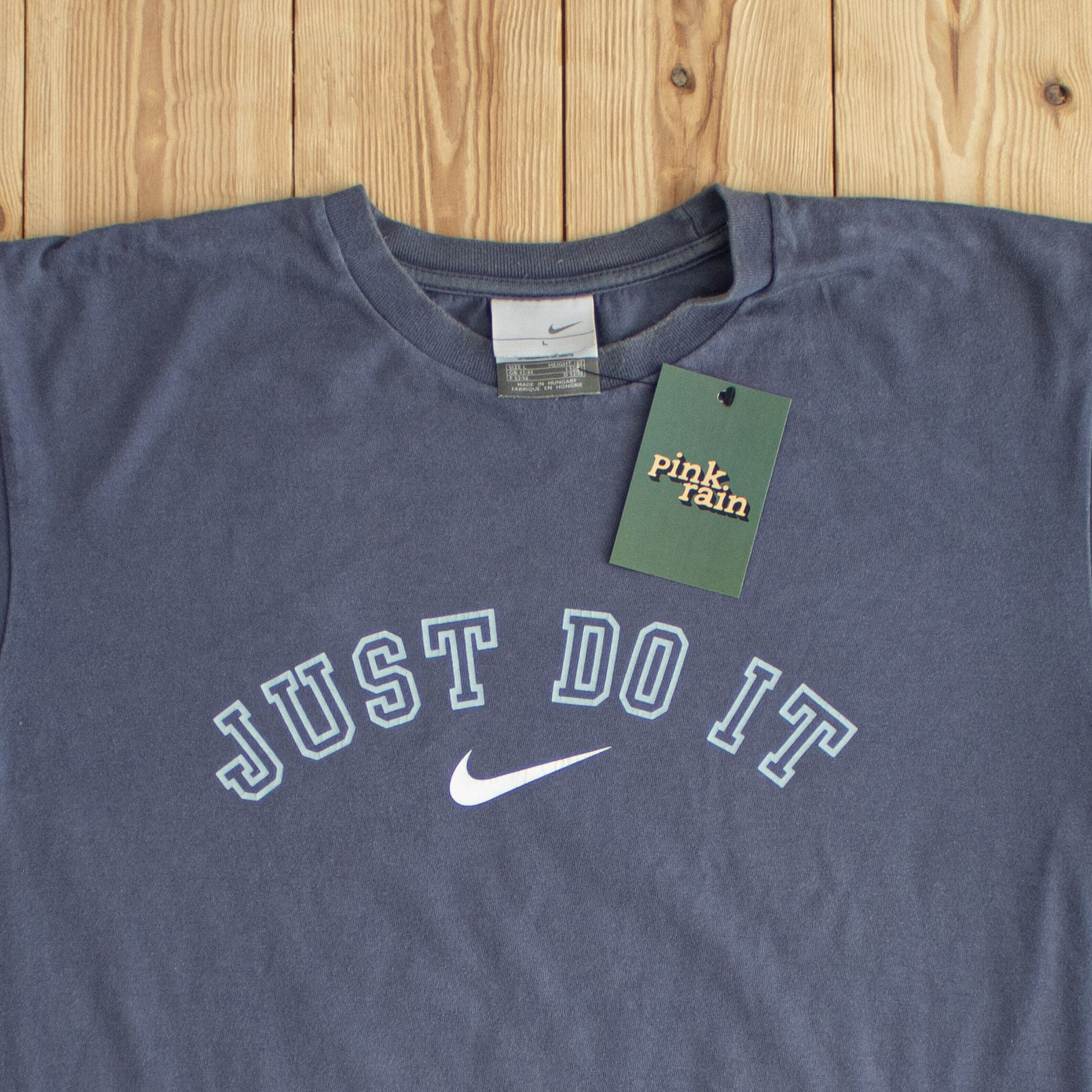 (M/L) Nike Swoosh 'Just Do It' Vintage T-Shirt Blue