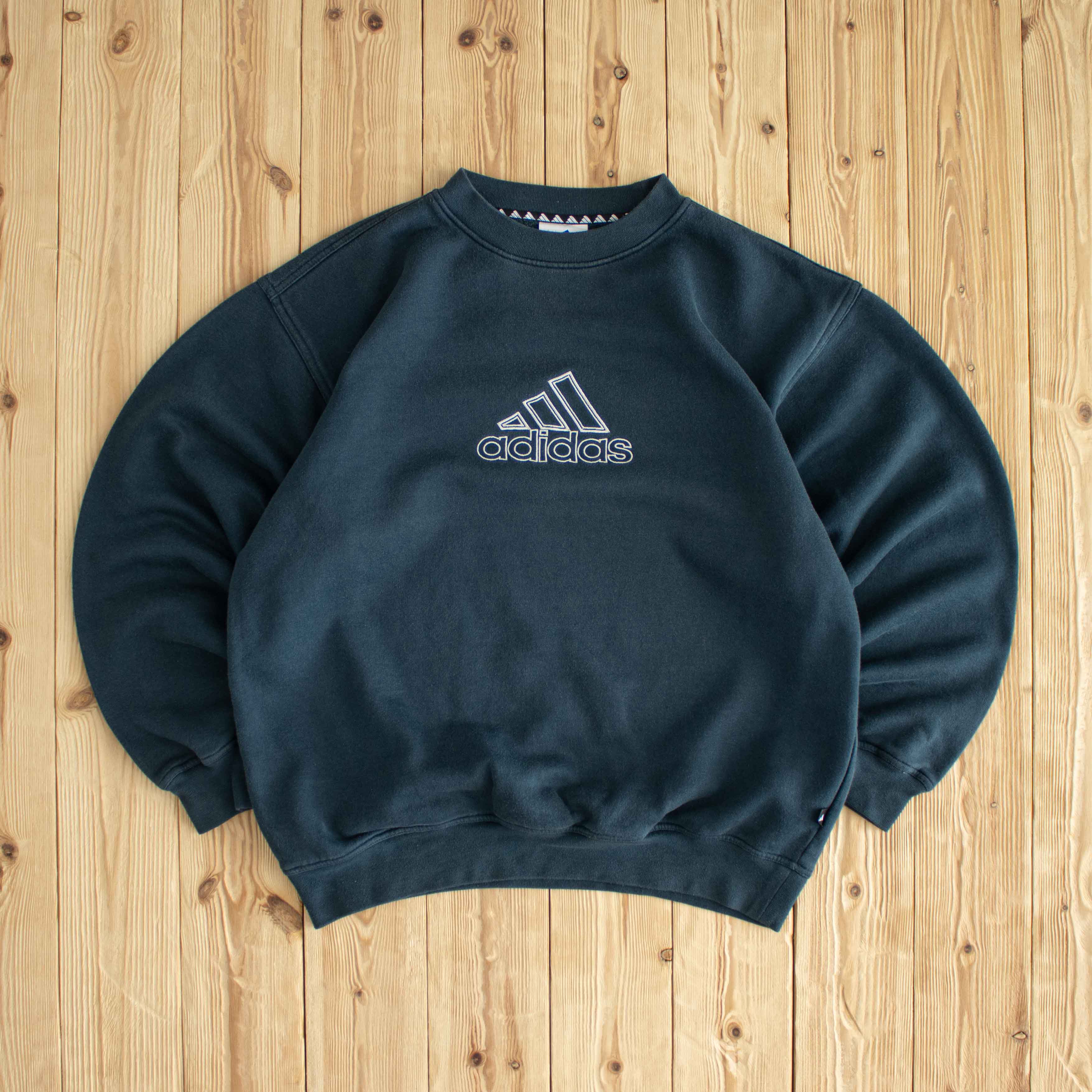 (L) Adidas Vintage Logo Embroidered Sweatshirt Blue