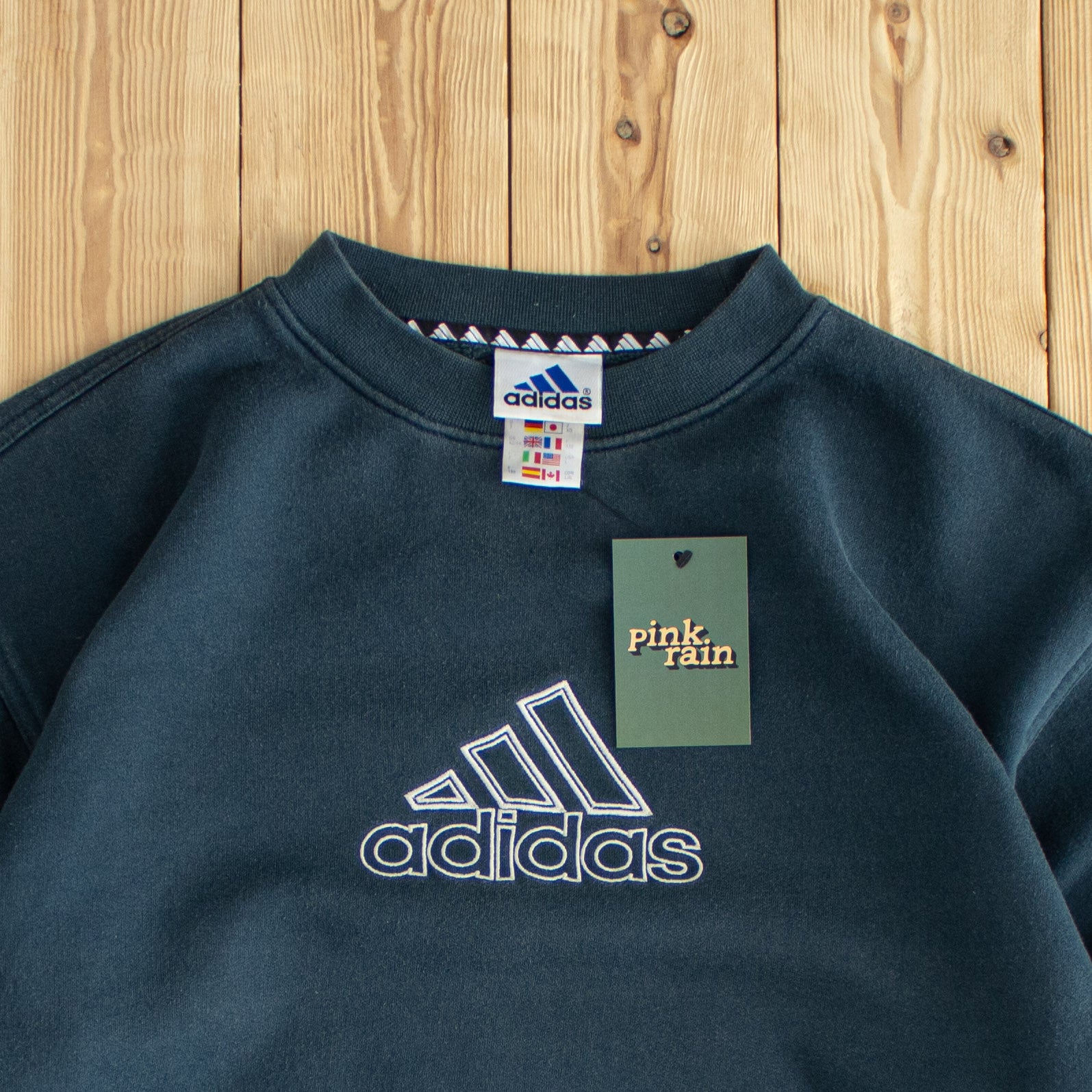 (L) Adidas Vintage Logo Embroidered Sweatshirt Blue