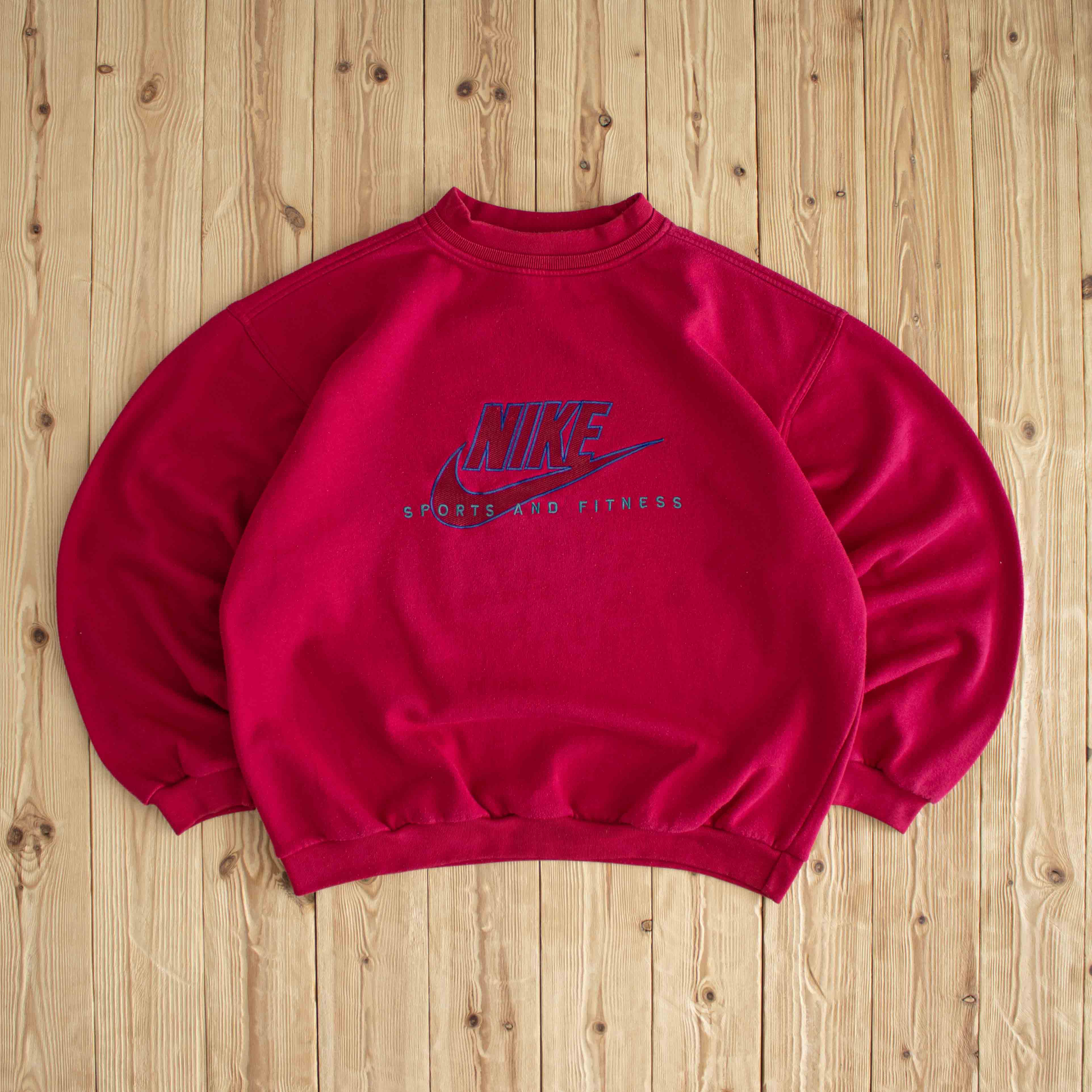 (L/XL) Nike Sports & Fitness Vintage Embroidered Sweatshirt Red Pink