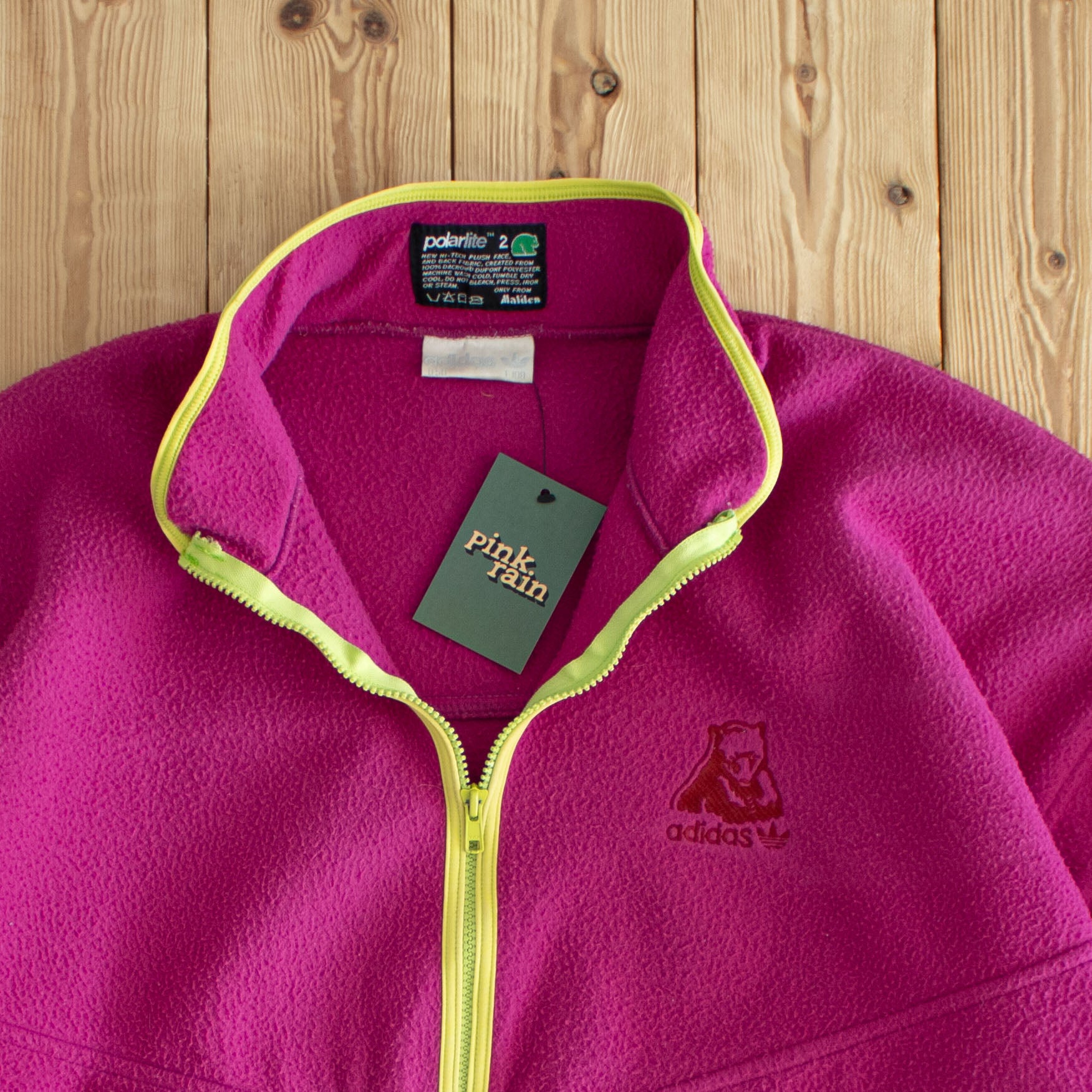 (XL) Adidas Trekking Vintage Embroidered Fleece Quarter-Zip Pink