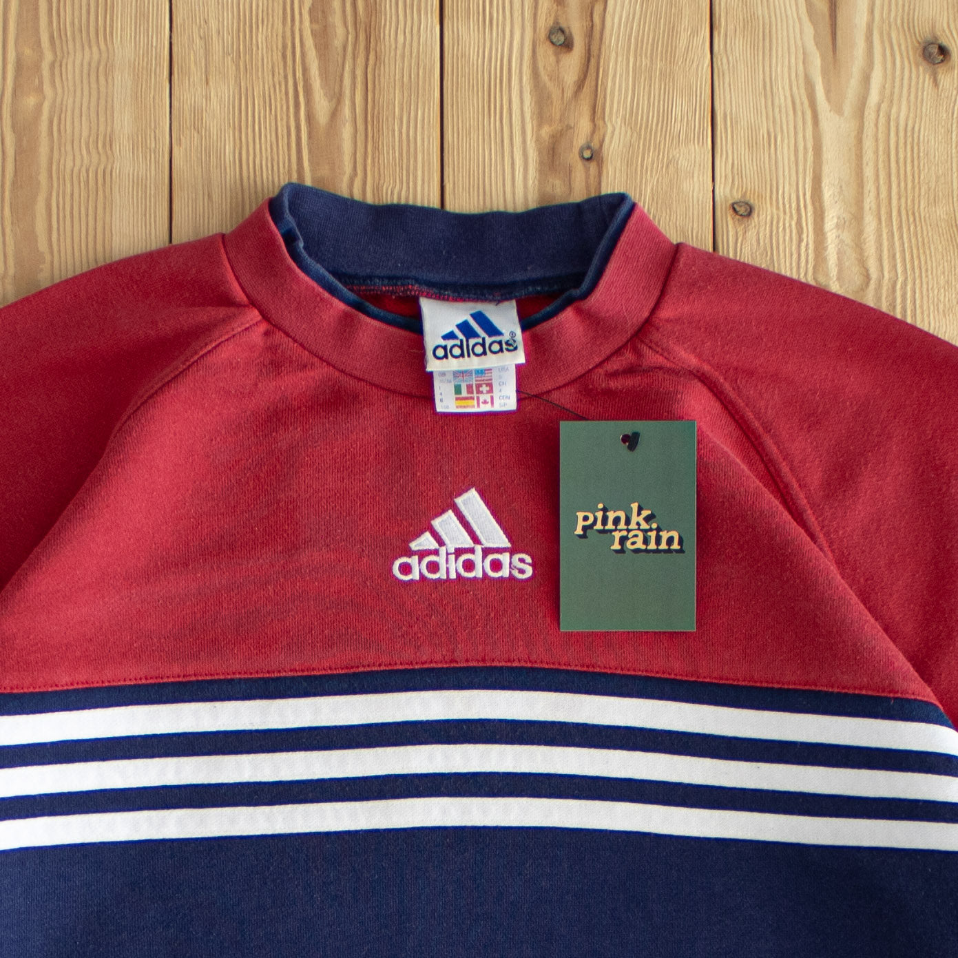 (M) Adidas Center Logo Vintage Embroidered Sweatshirt Blue