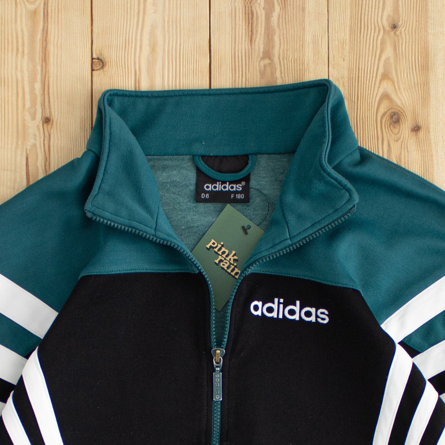 (L) Vintage Adidas Embroidered Full-Zip Sweatshirt