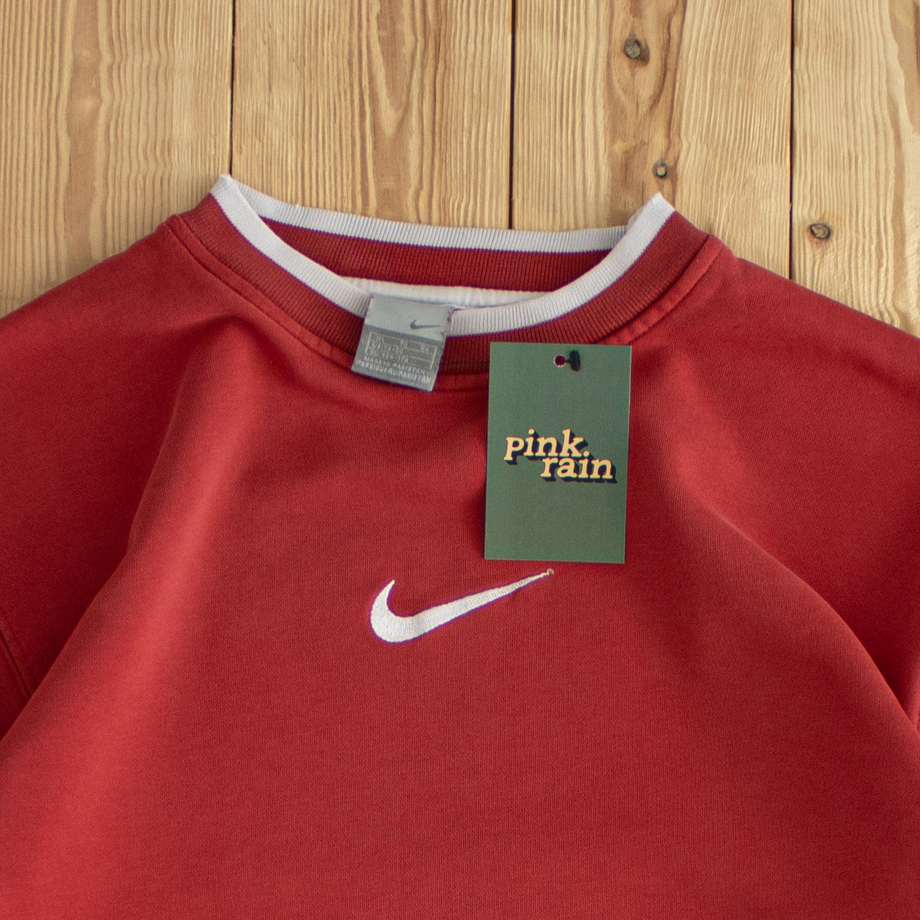 (S/M) Nike Swoosh Vintage Embroidered Sweatshirt Red